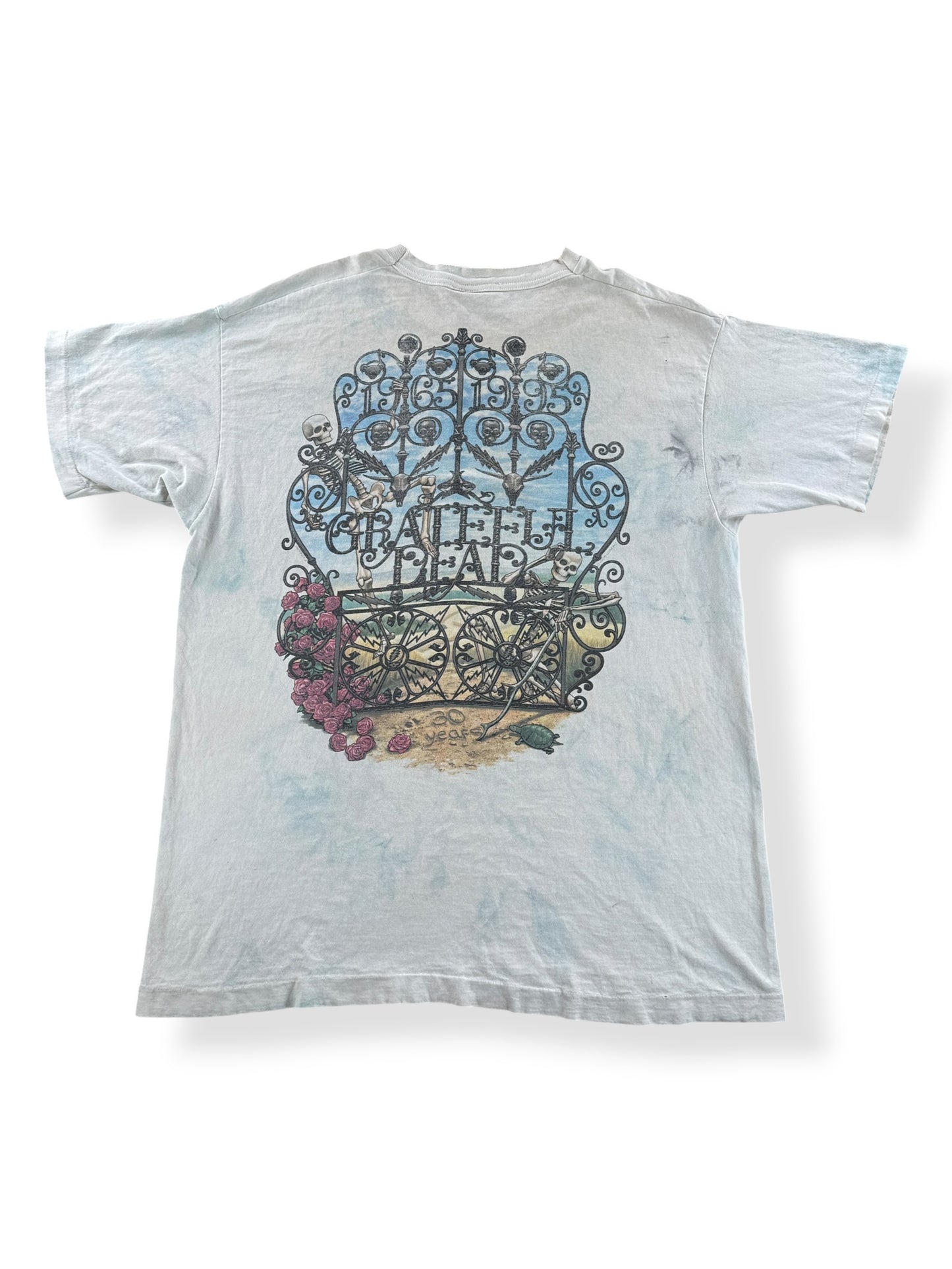 Back of Vintage Grateful Dead 30 Years Bertha Liquid Blue Tee SZ XL