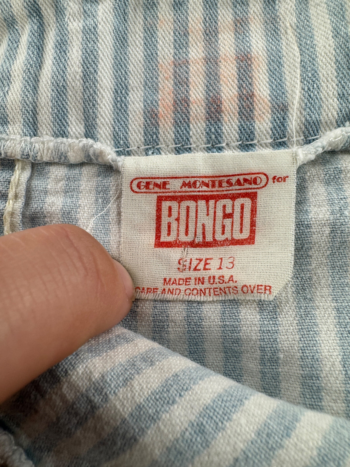 Tag on Vintage 80s Bongo Striped Skirt W30