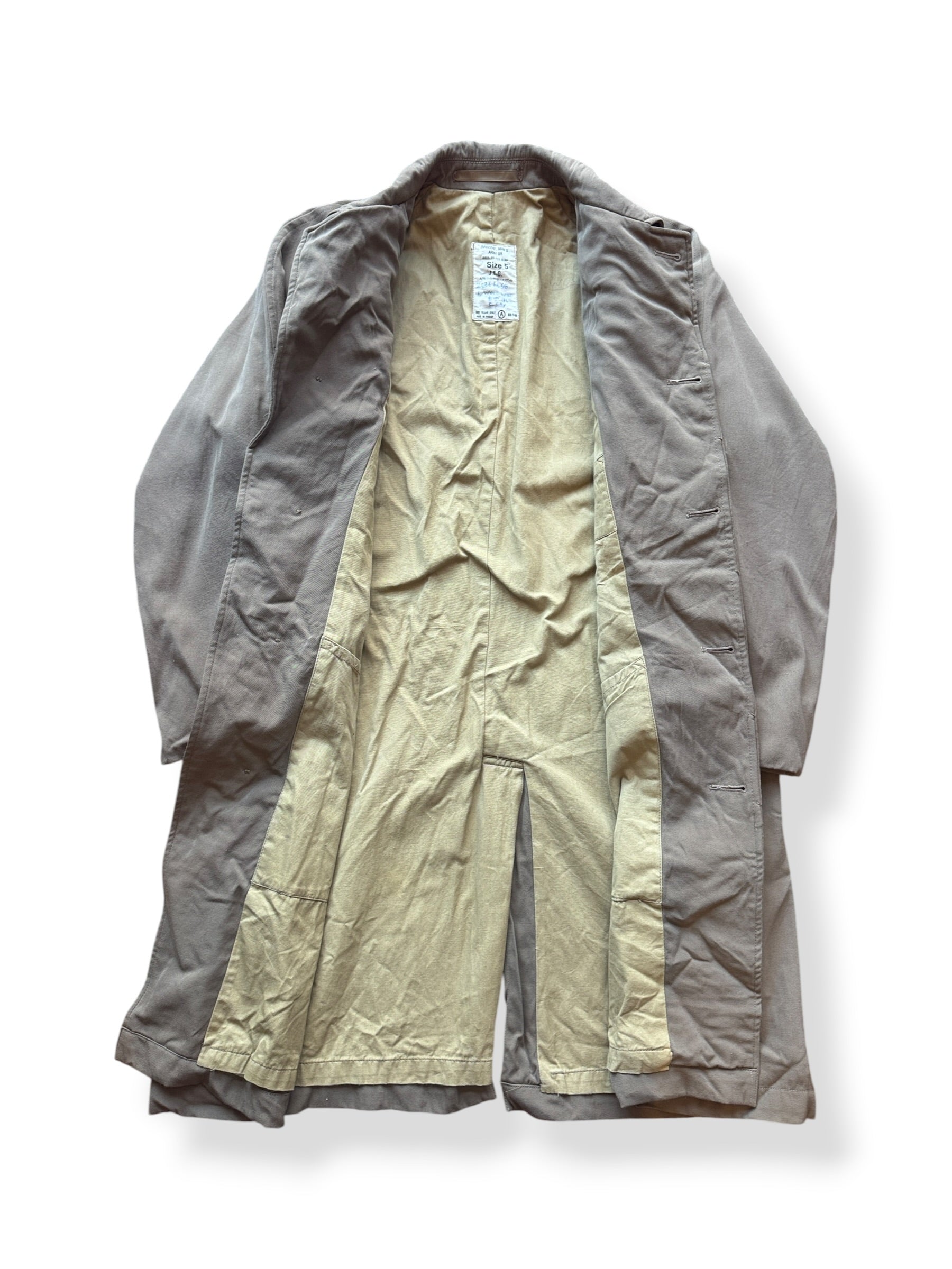 Inside of Vintage Wool Gabardine Trench Coat SZ L