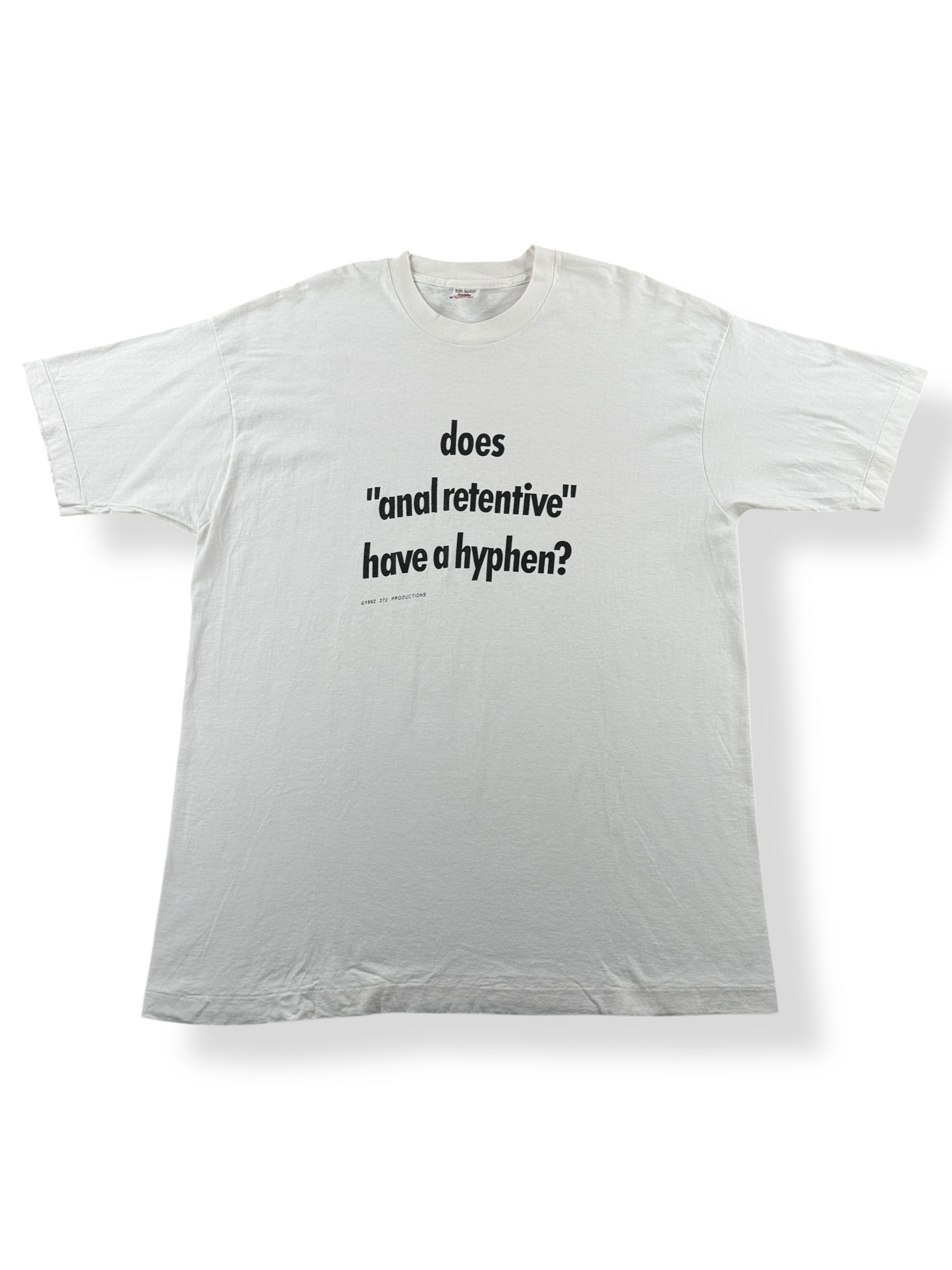 Front of Vintage Anal Retentive Joke Tee SZ XL