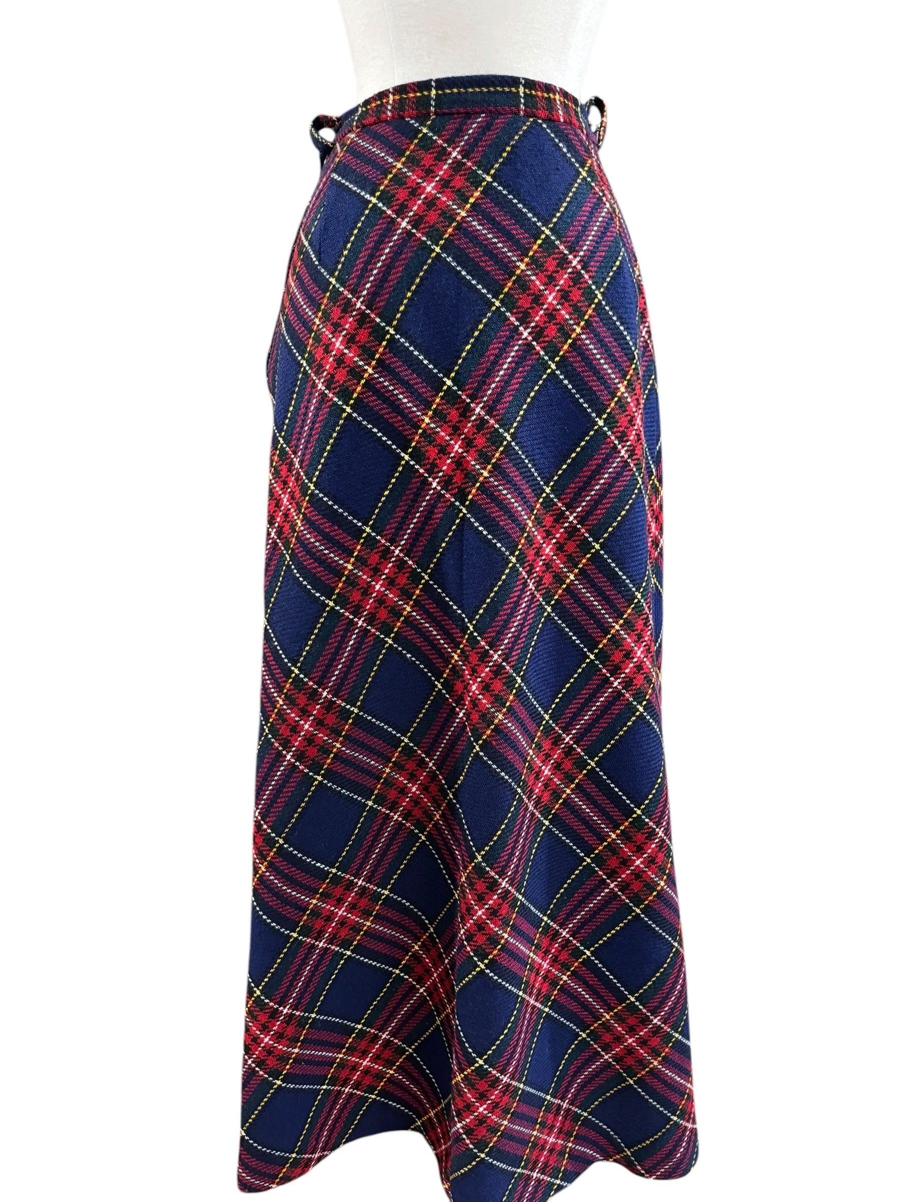 Back view of 1970s Plaid Maxi Skirt M