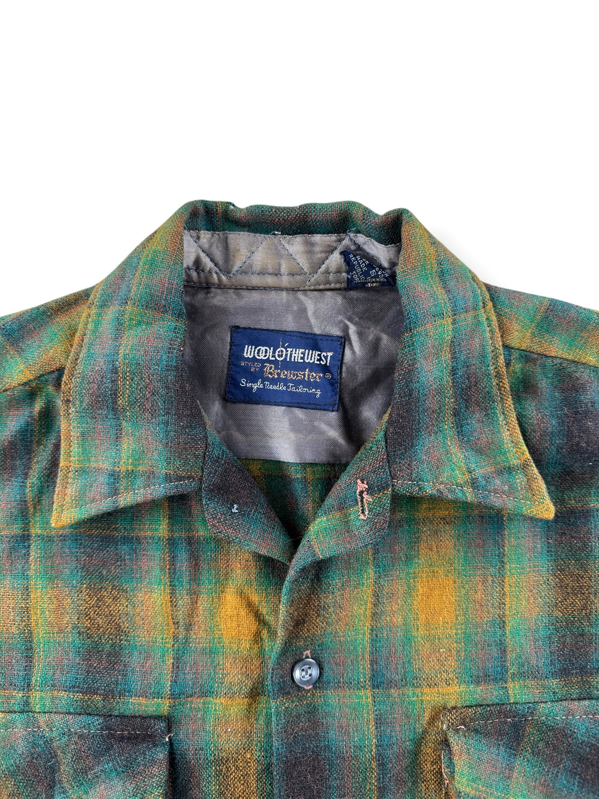 Collar on Vintage Wool O' The West Shadow Plaid Flannel SZ S
