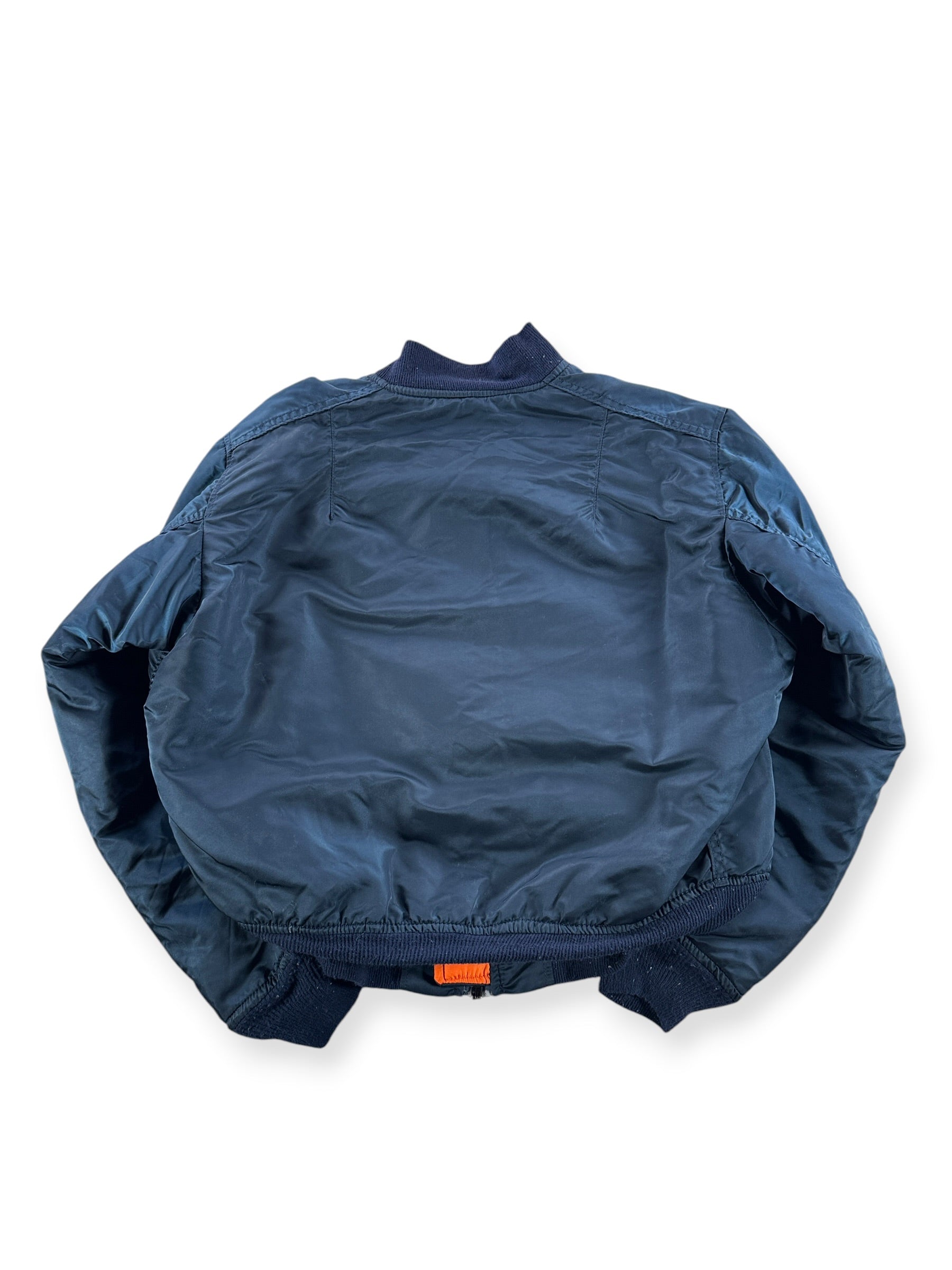 Back on Vintage Navy Blue Alpha Industries Bomber Jacket SZ L
