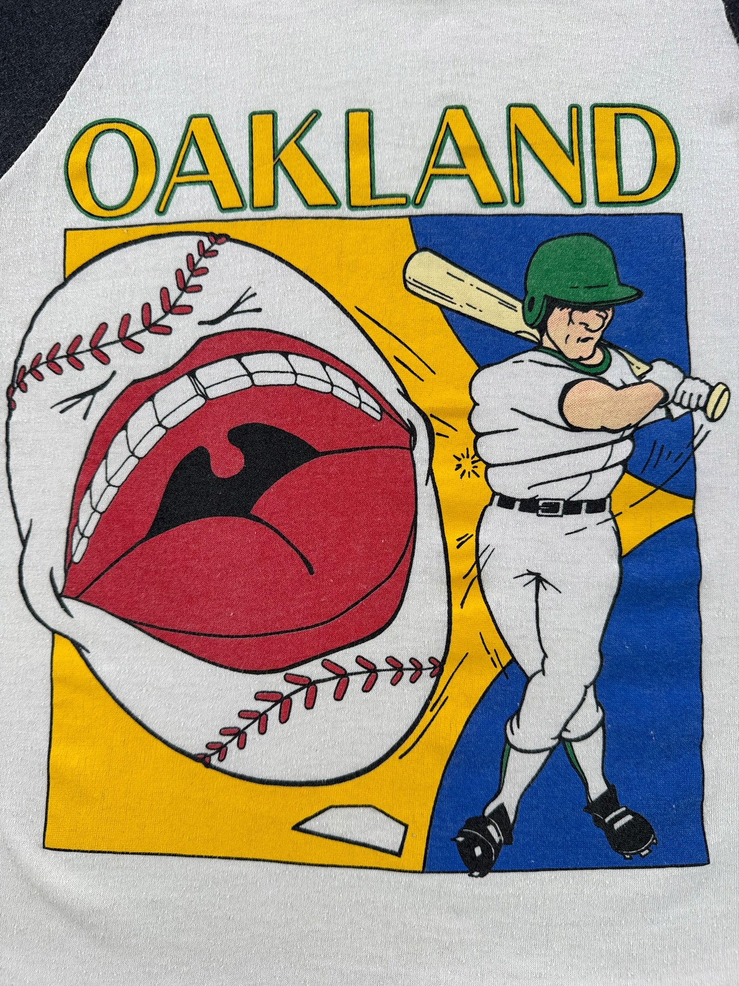Graphic of Vintage Oakland Cropped Baseball Tee SZ M