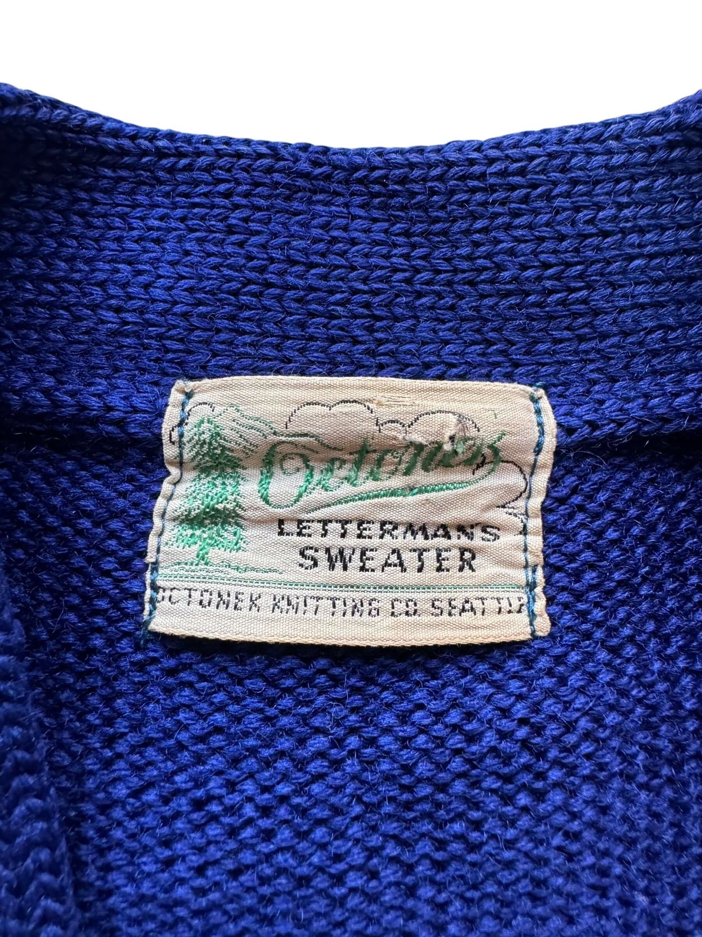 Tag on 1940s Era Octonek Varsity Sweater SZ M