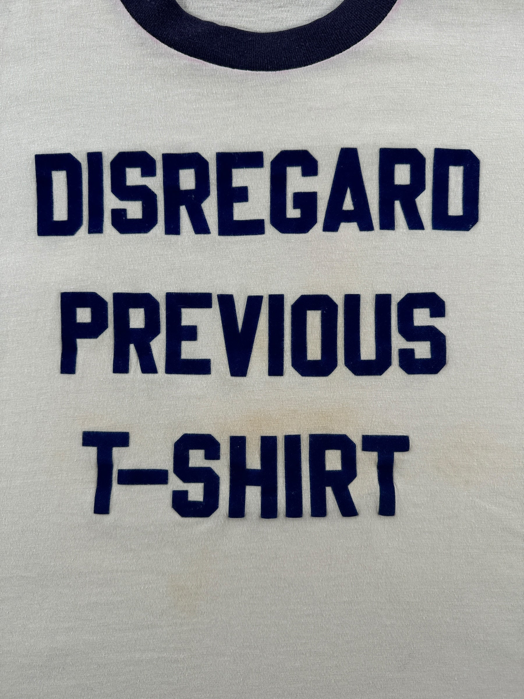 Graphic on Vintage Disregard Previous T-Shirt Ringer SZ L