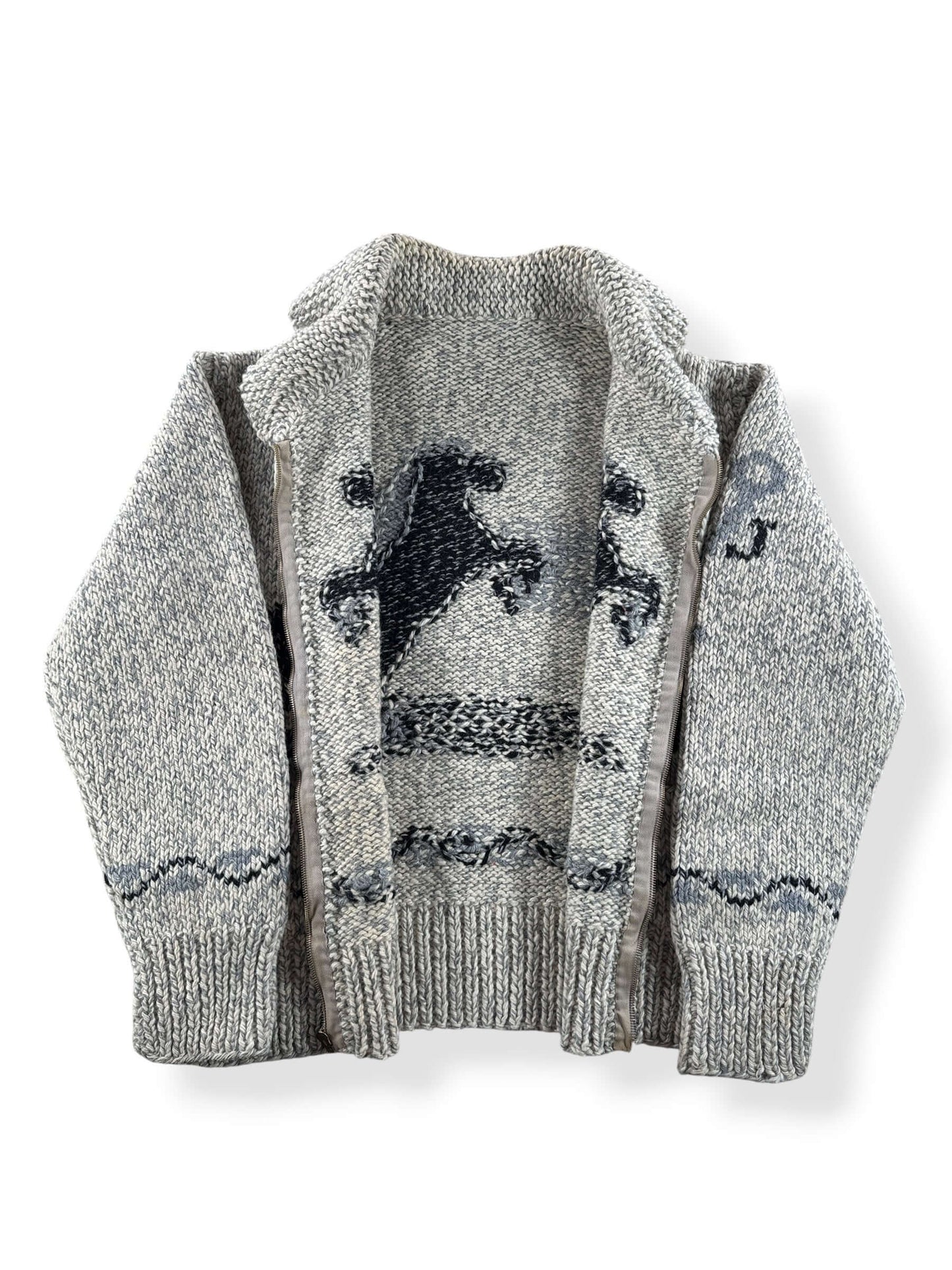 Inside of Vintage Cowichan Style Horse Sweater AS IS SZ M/L