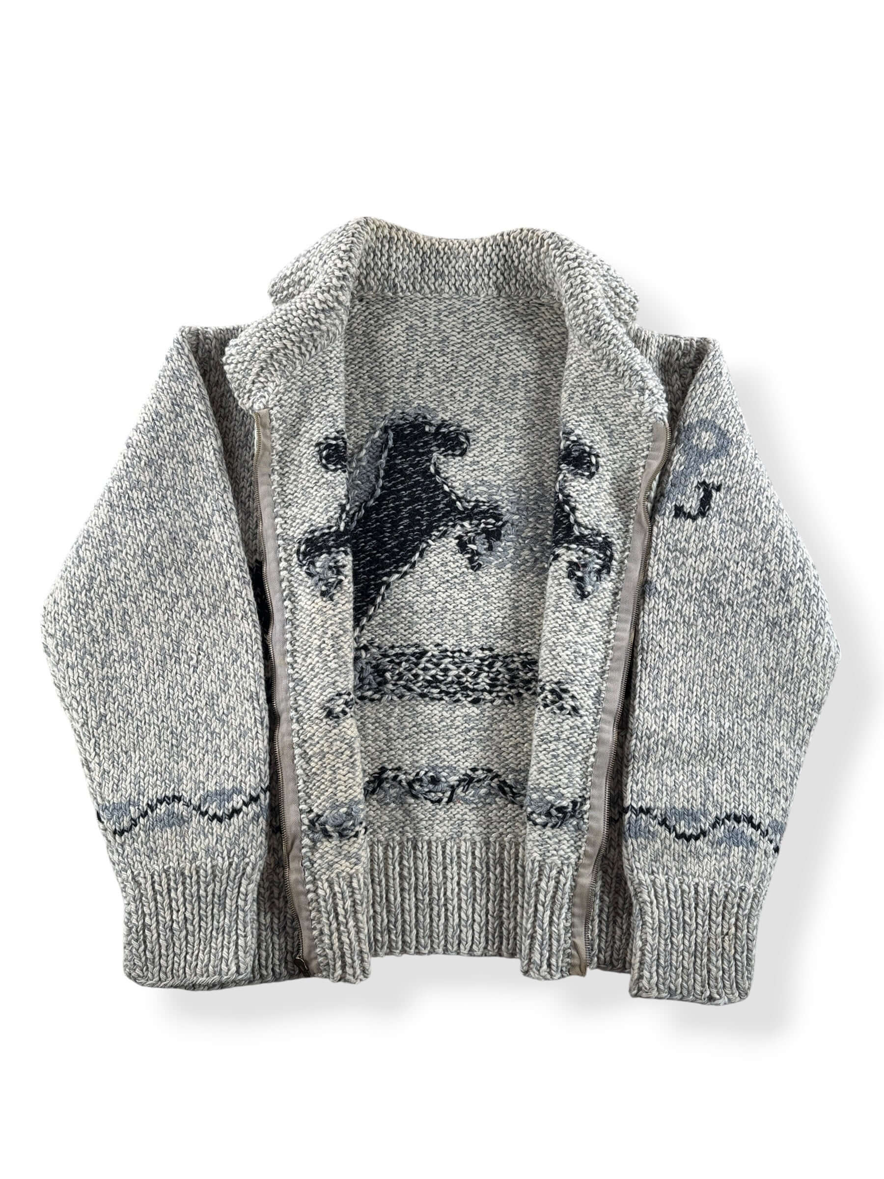 Inside of Vintage Cowichan Style Horse Sweater AS IS SZ M/L