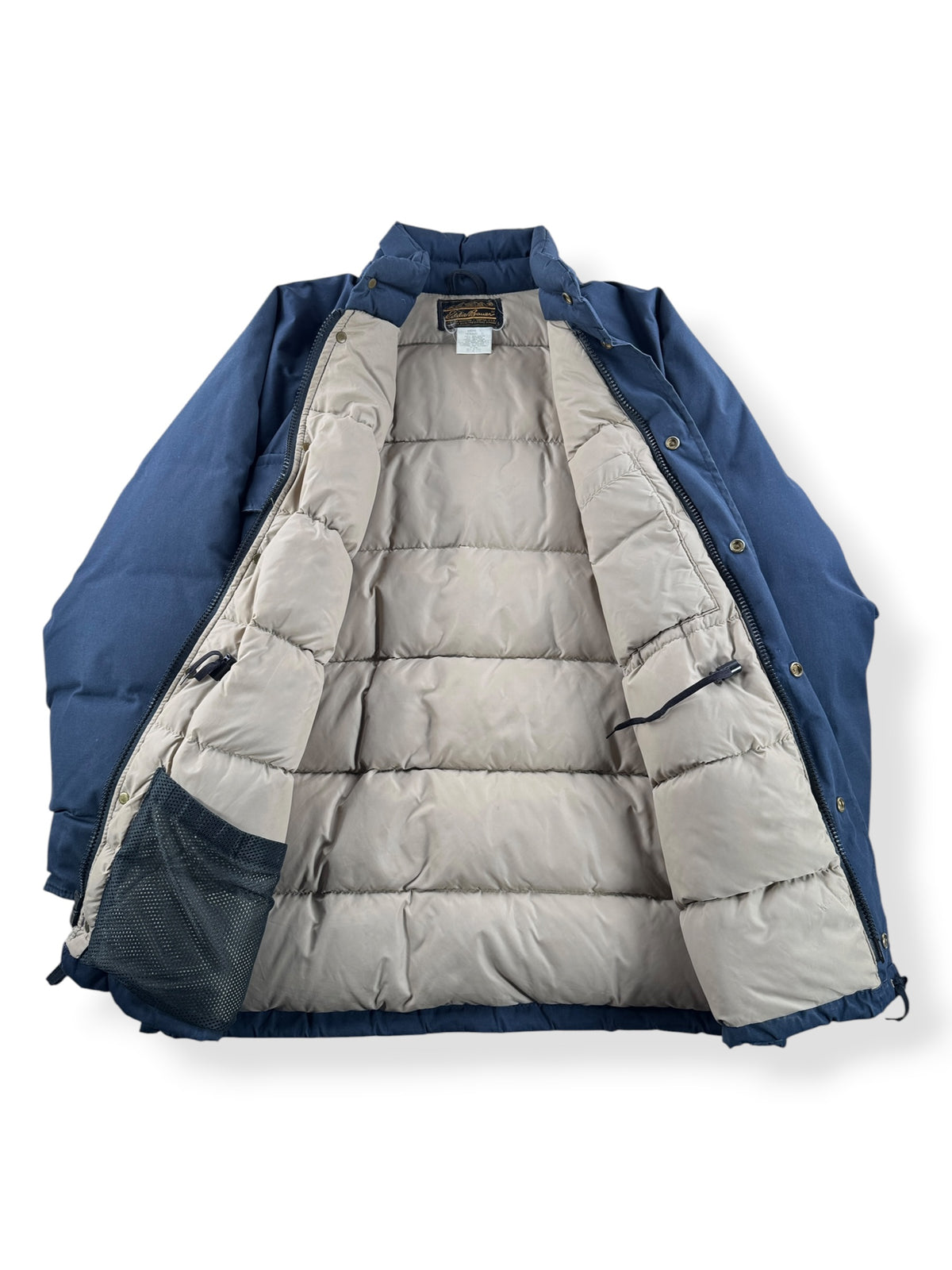 Inside of Vintage Eddie Bauer Navy Blue Parka SZ L