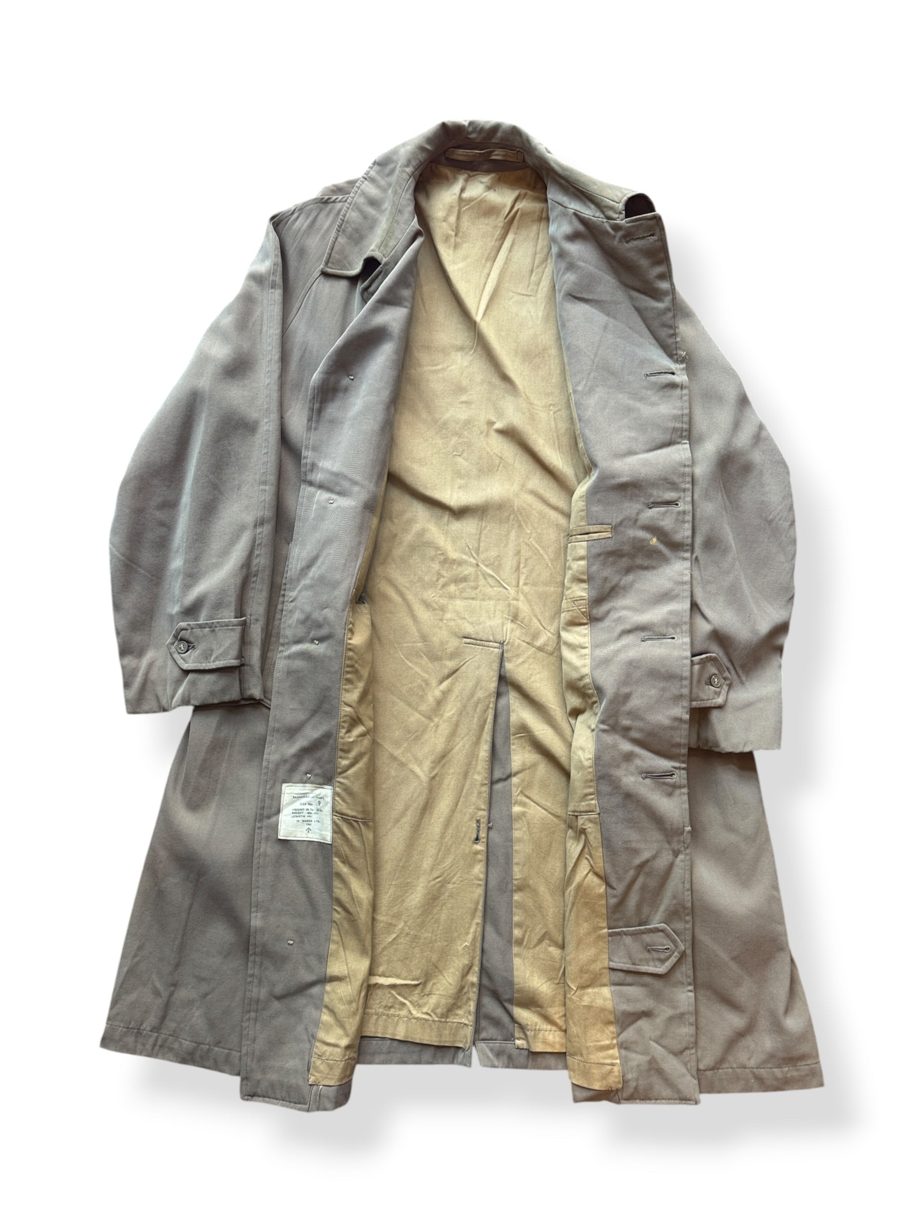 Inside of Vintage Wool Gabardine Trench Coat SZ XL