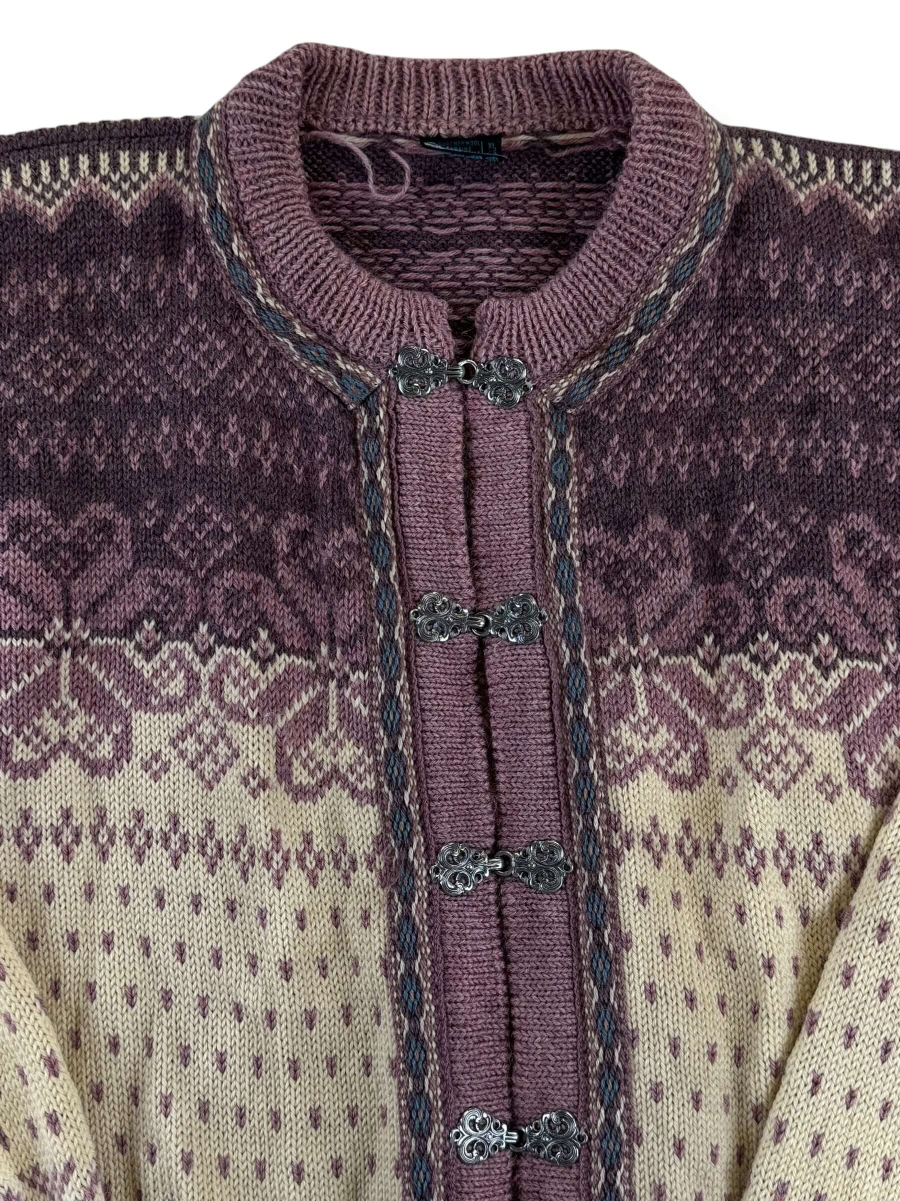 Front view of 1980s Dale of Norway Cardigan Sweater XL
