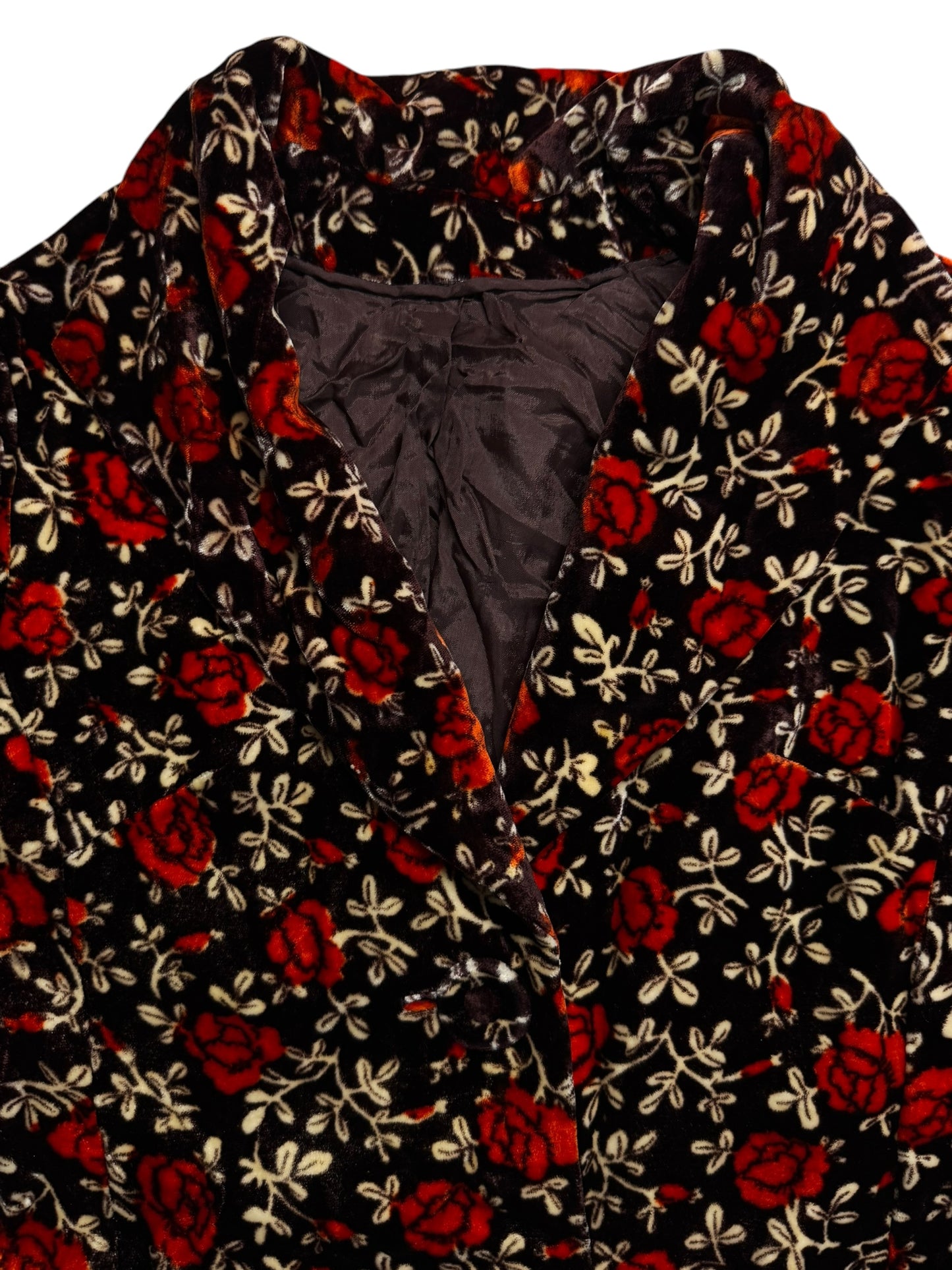 Lapel view of 1940s Stunning Floral Velvet Blazer S