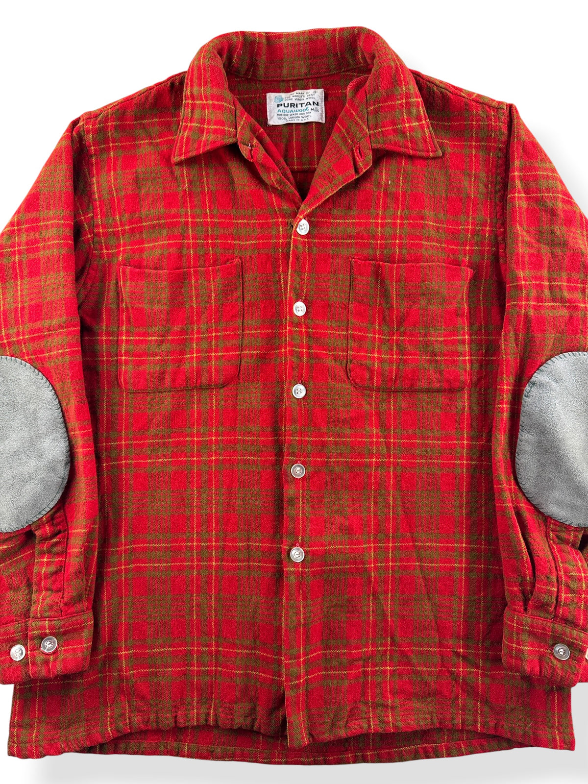 Close-up of Vintage 60s Puritan Wool Flannel SZ M