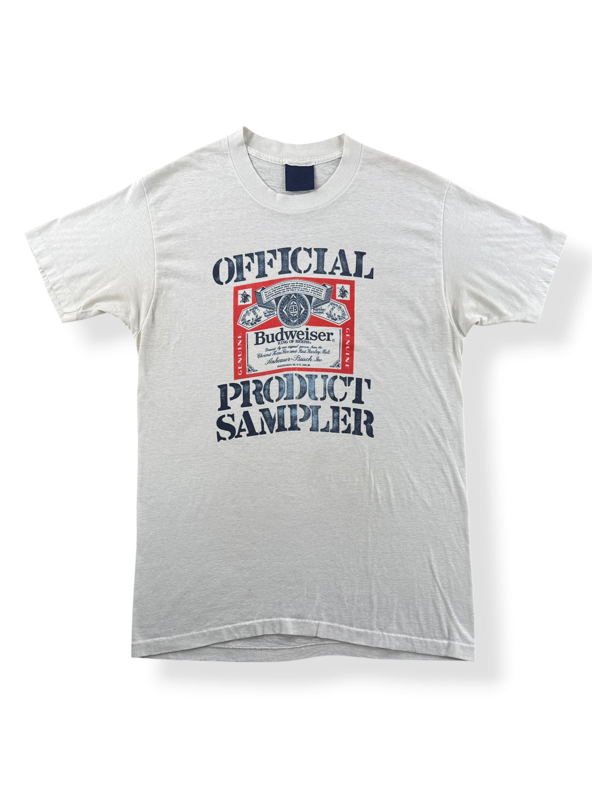 Front of Vintage 1980s Budweiser Product Sampler Tee SZ XL (Fits S)