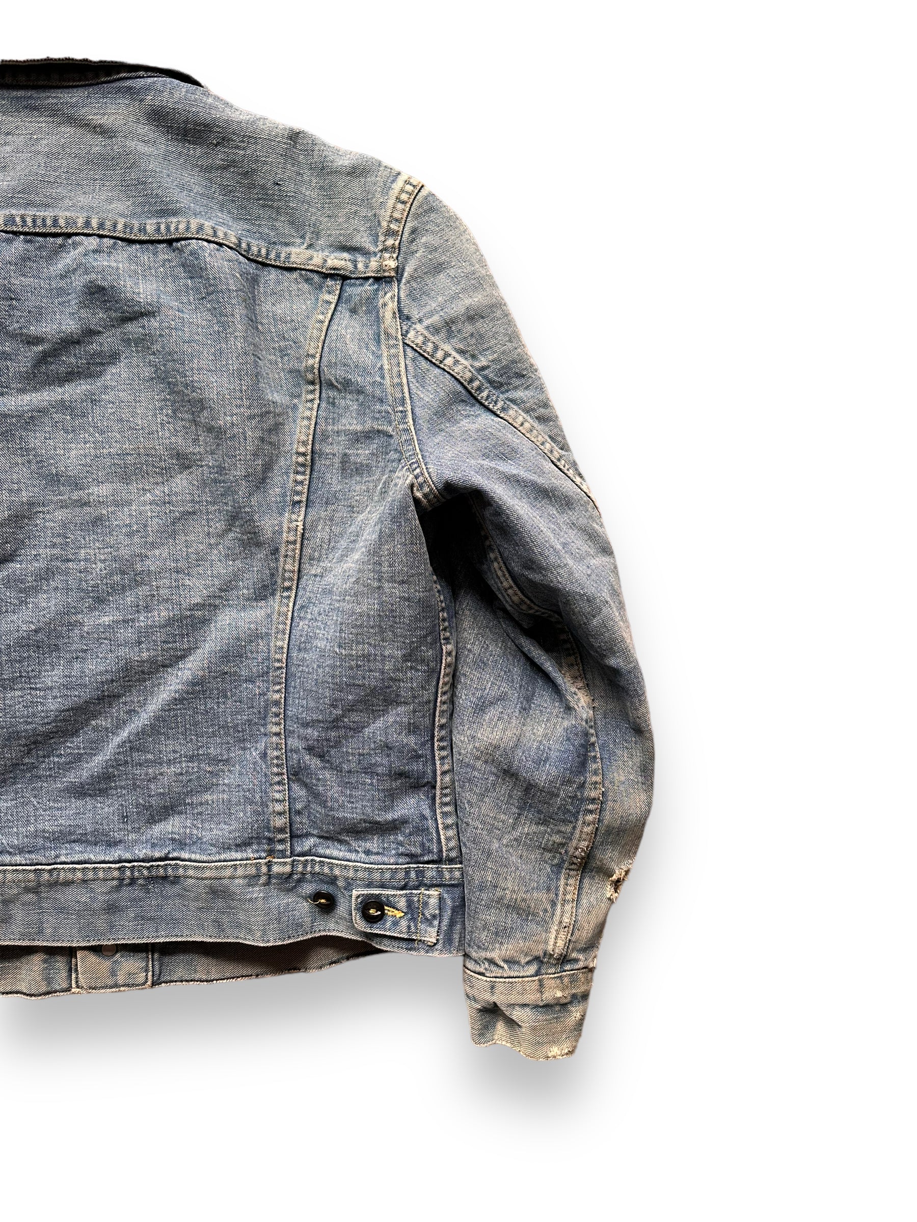 Right Rear View on Vintage Blanket Lined Lee Storm Rider Denim Jacket SZ L| Barn Owl Vintage | Seattle True Vintage Workwear