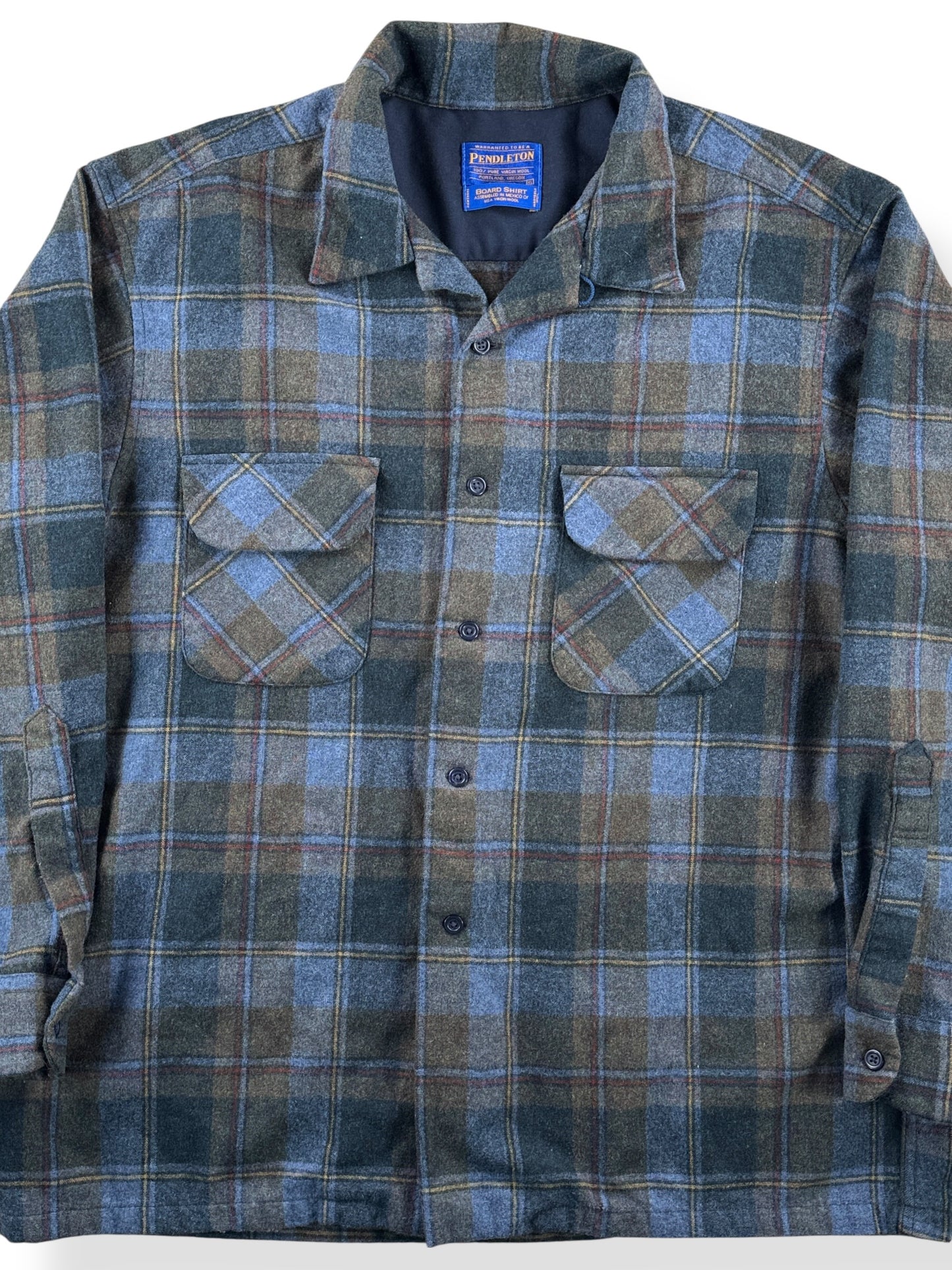 Pendleton Blue & Green Made In Mexico Board Shirt SZ XL