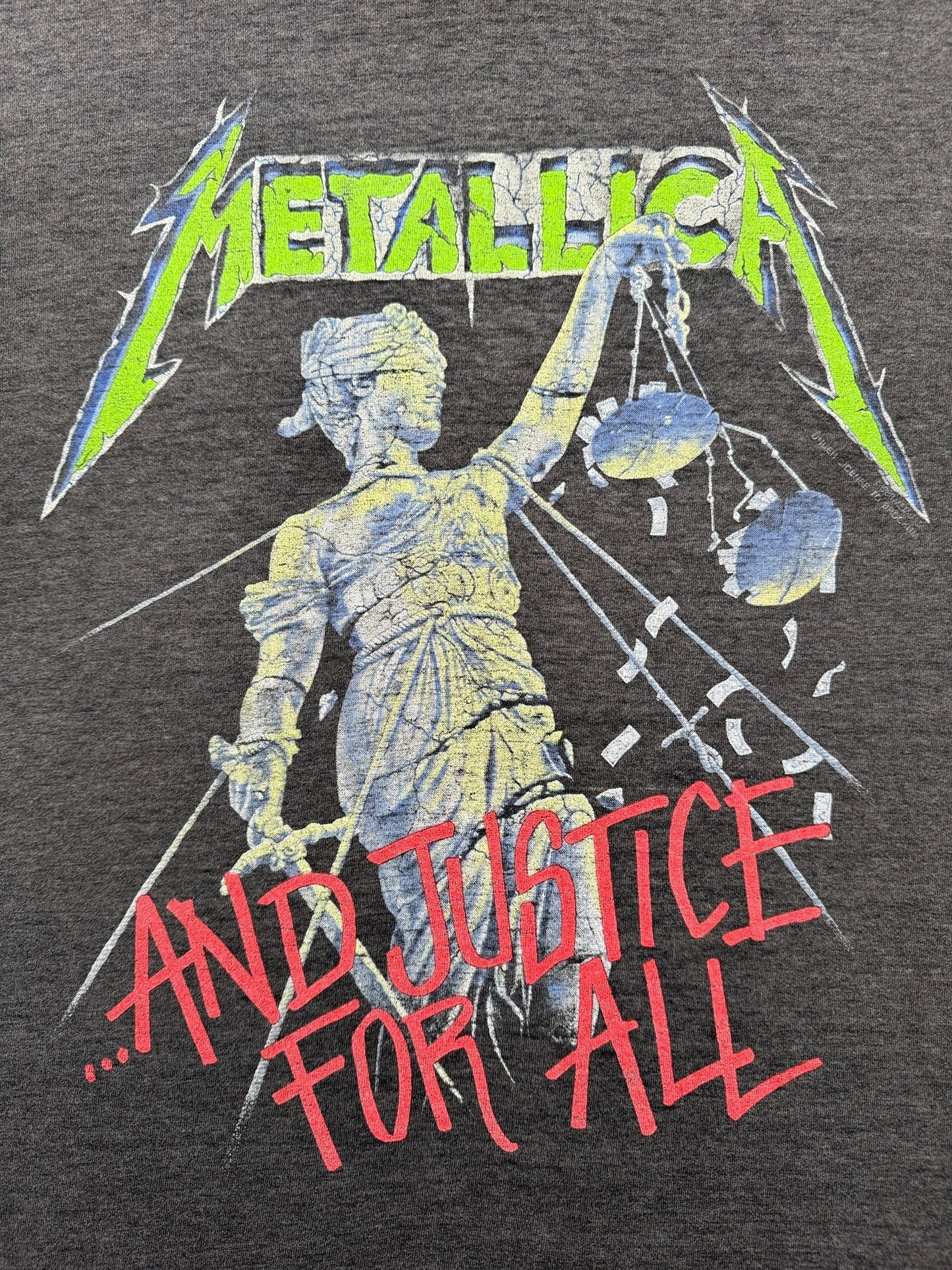 Graphic of Vintage Metallica "And Justice For All" 88-89 Tour Tee SZ M