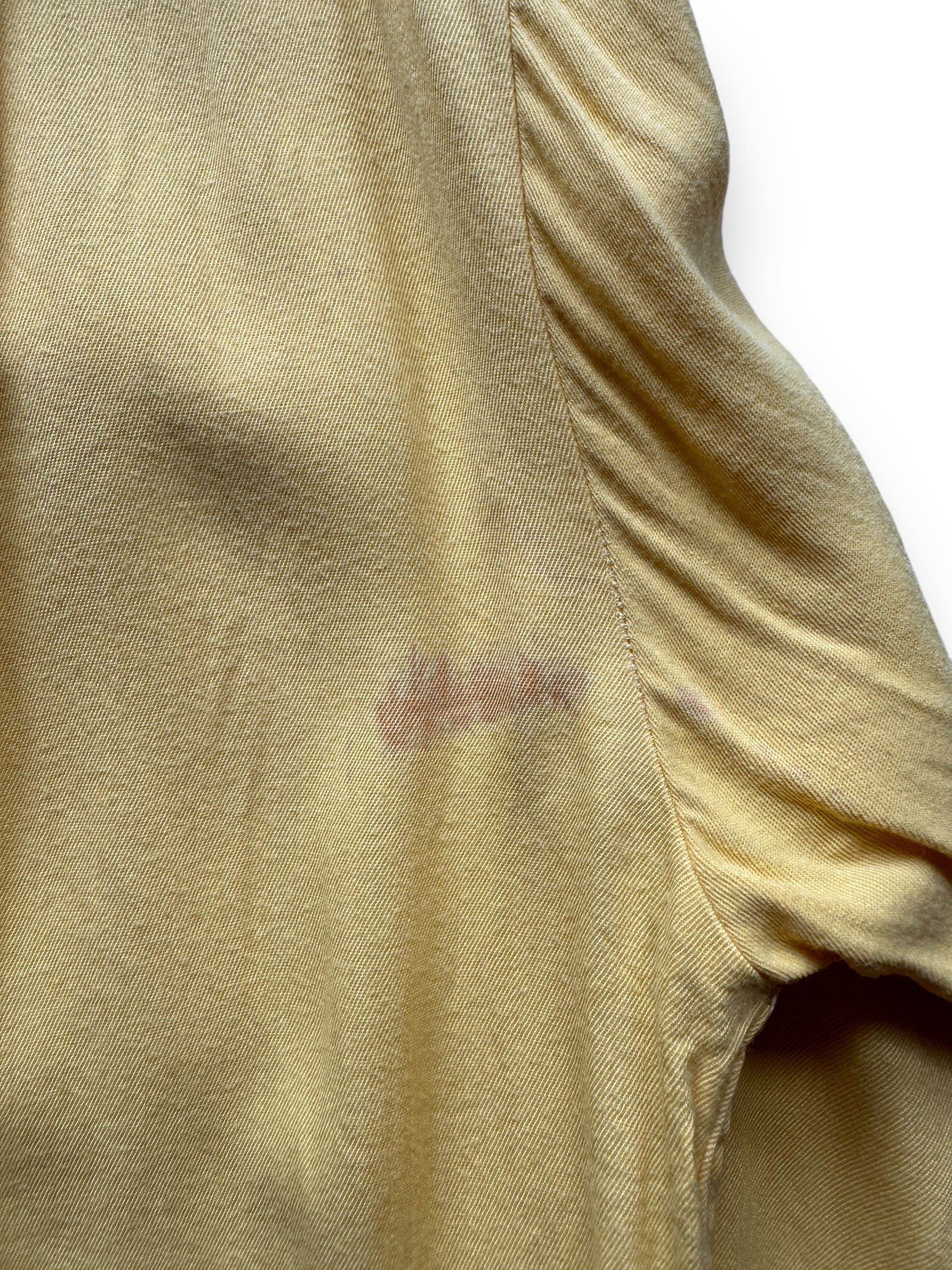 stain on back right of Vintage Penney's Yellow Rayon Loop Collar Shirt SZ M