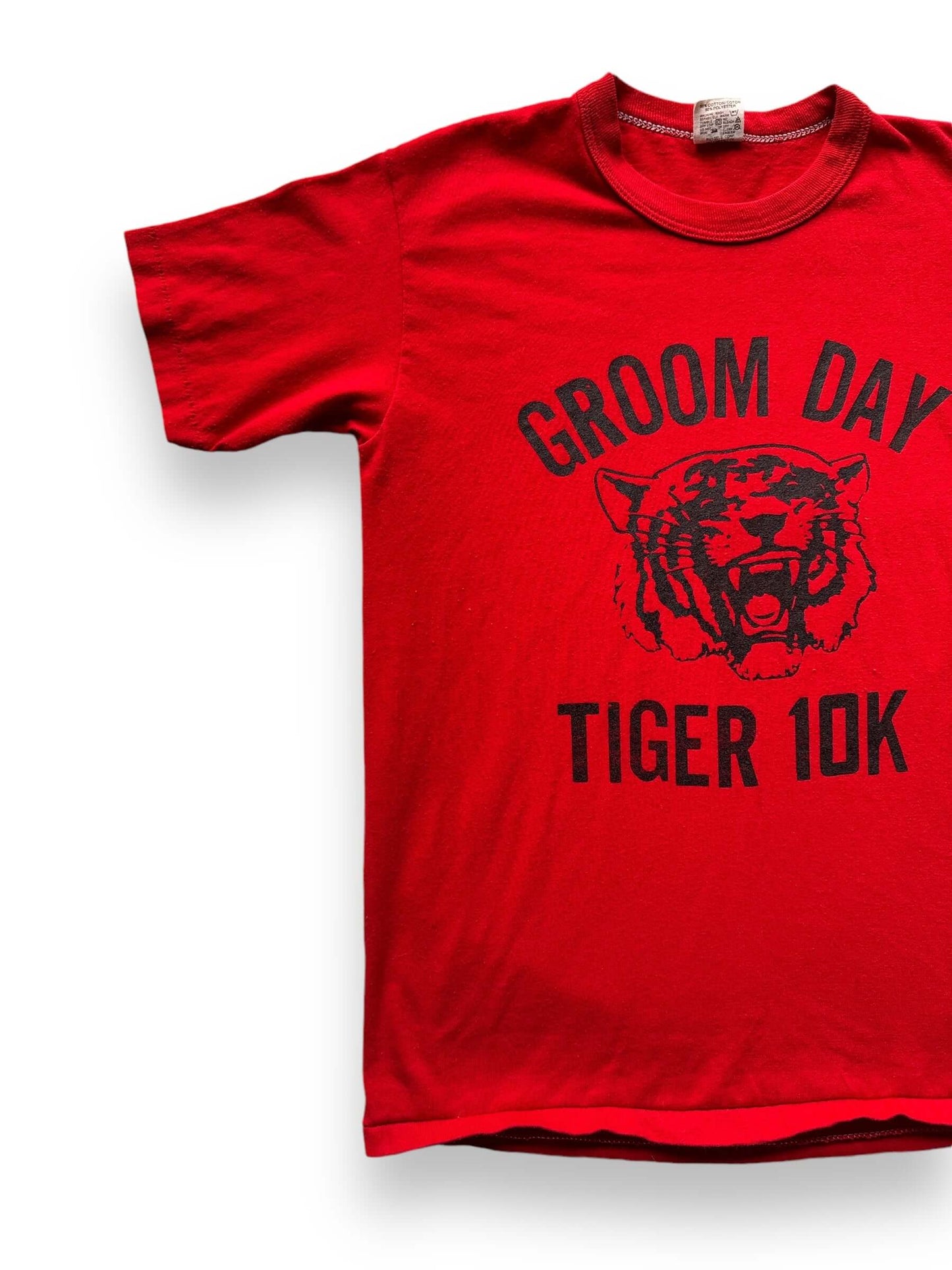 front right of Vintage Groom Day Tiger 10k Tee SZ S