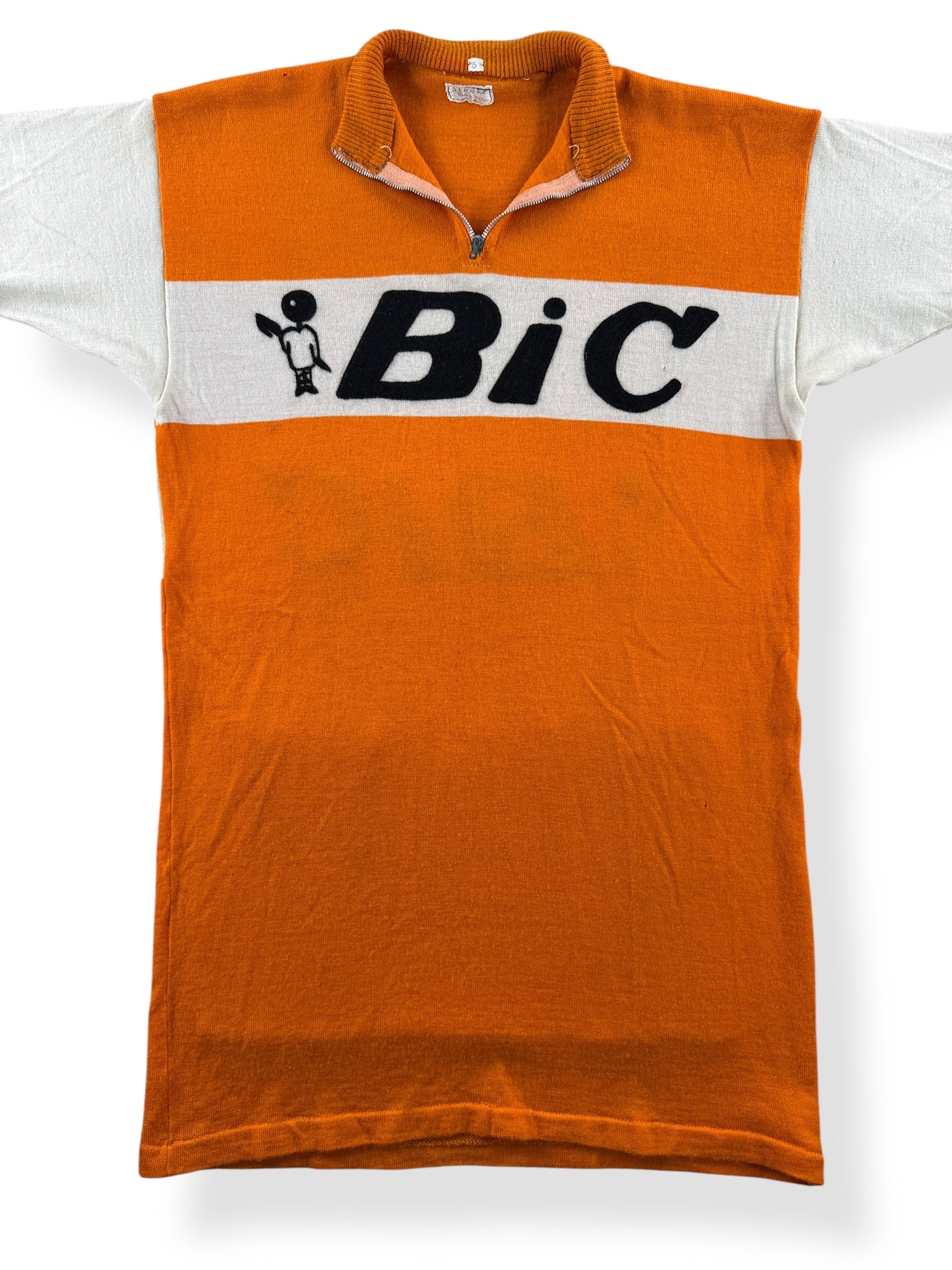 Front Close Up of Vintage 60s Bic Cycling Jersey SZ XS