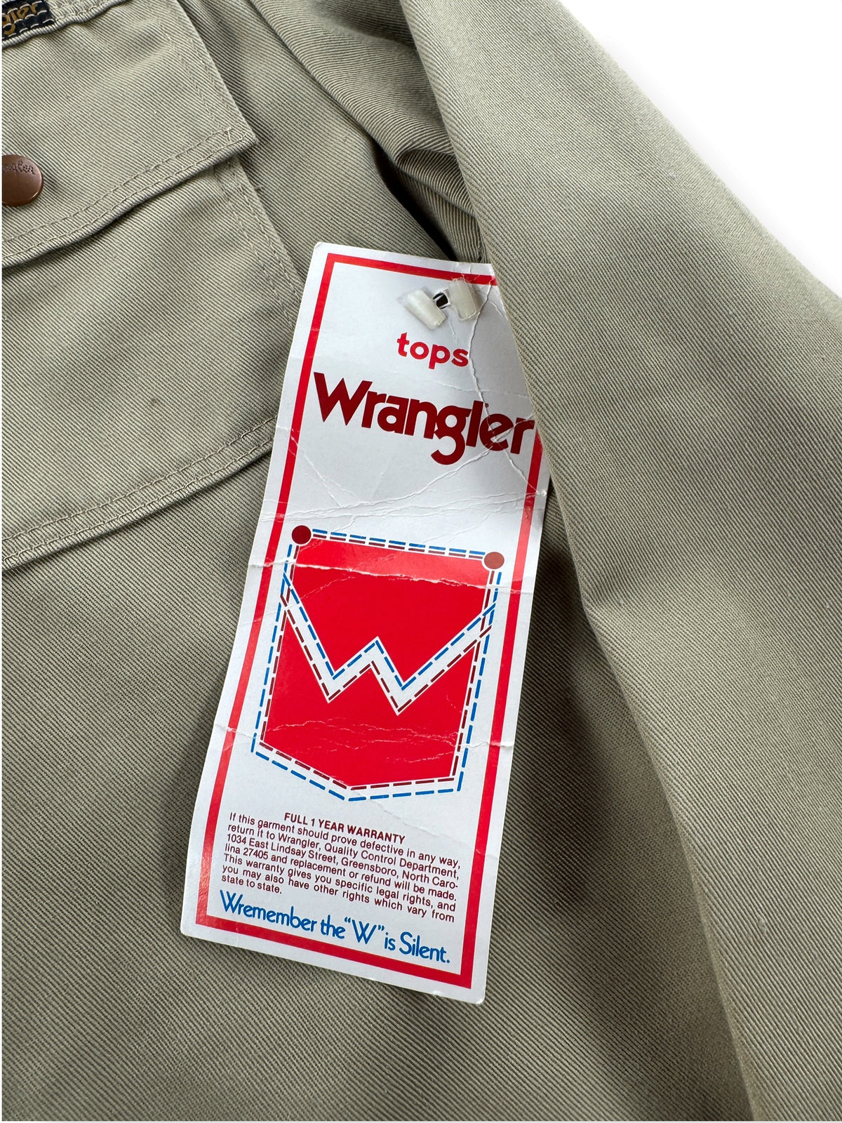 original hang tags on Vintage NOS Wrangler Safari Jacket SZ M