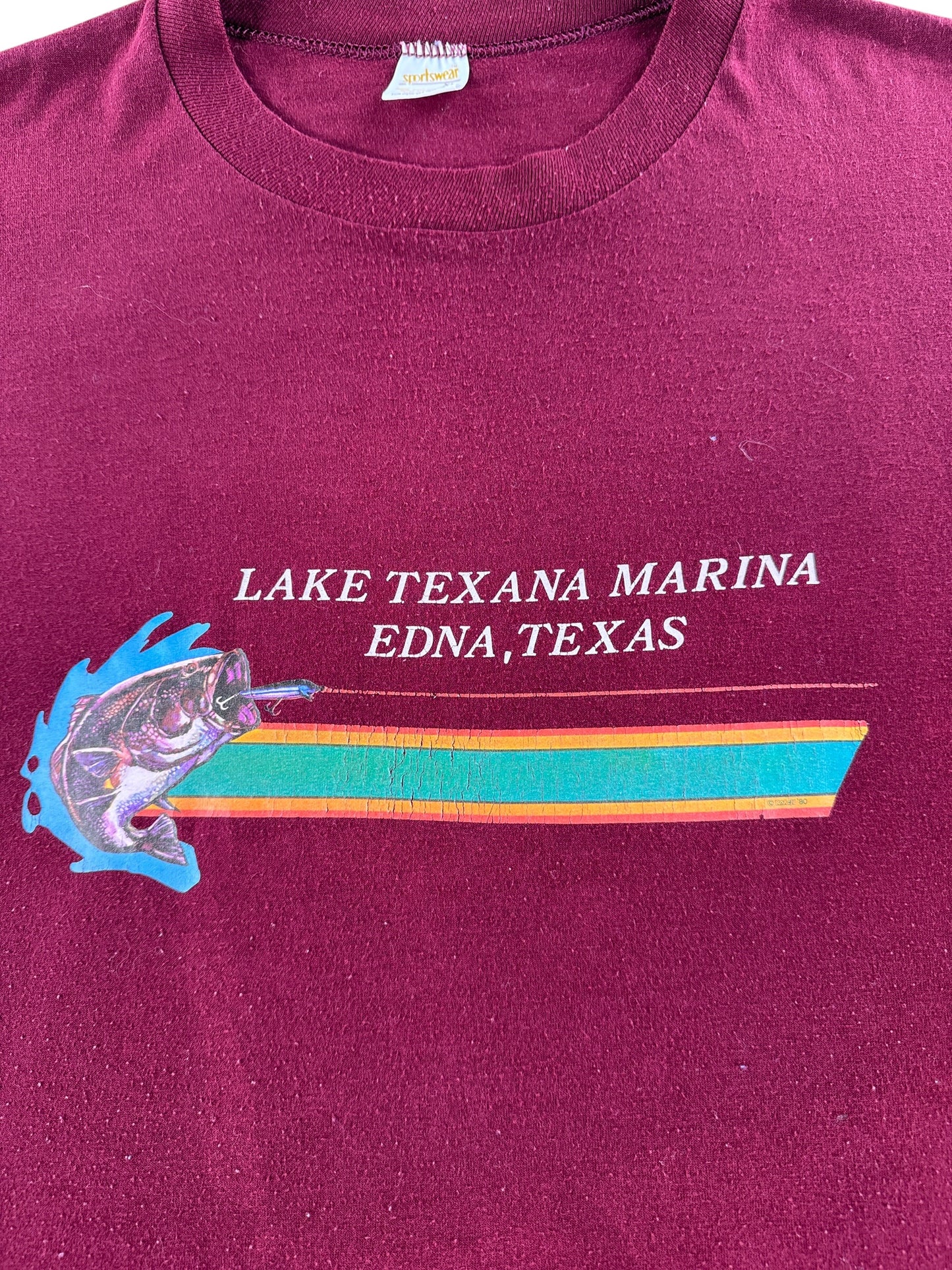 Graphic of Vintage Lake Texana Marina Iron-On Tee SZ XL (Fits L)