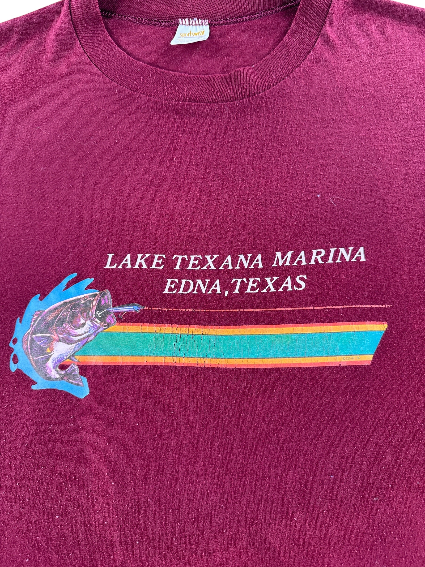 Graphic of Vintage Lake Texana Marina Iron-On Tee SZ XL (Fits L)
