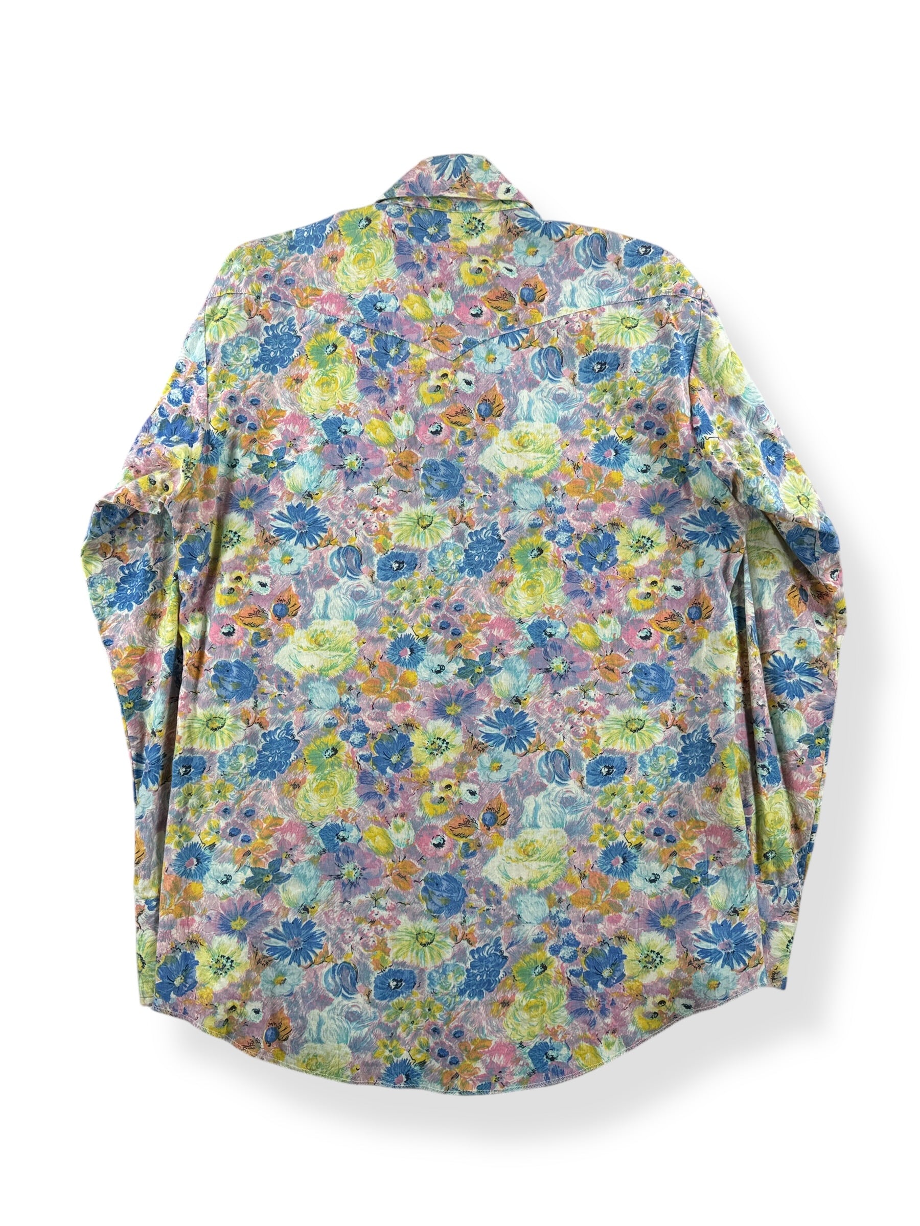 Back of Vintage 70s Psychedelic Flower Western Pearlsnap Shirt SZ M