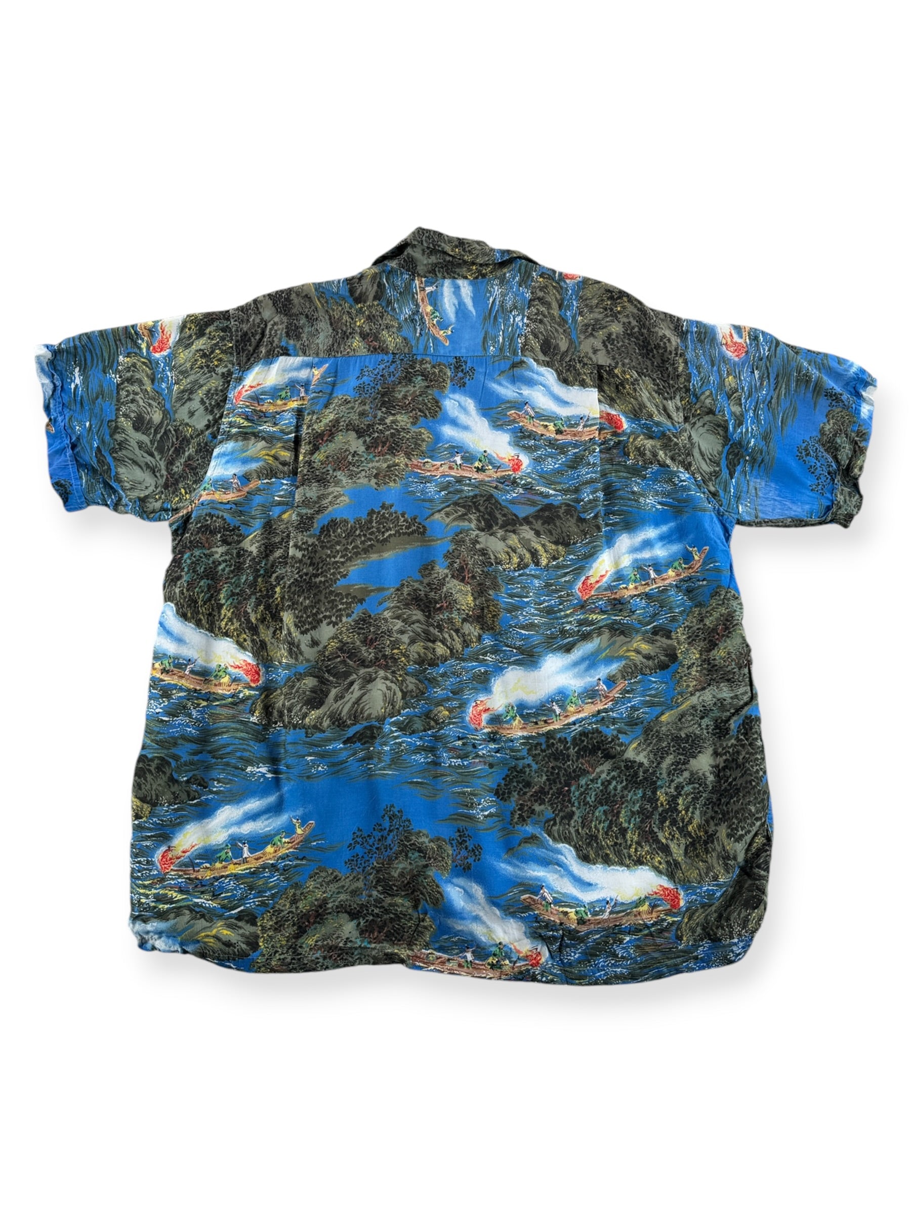 Back of Vintage Penney's Sailing Themed Aloha Shirt SZ XL