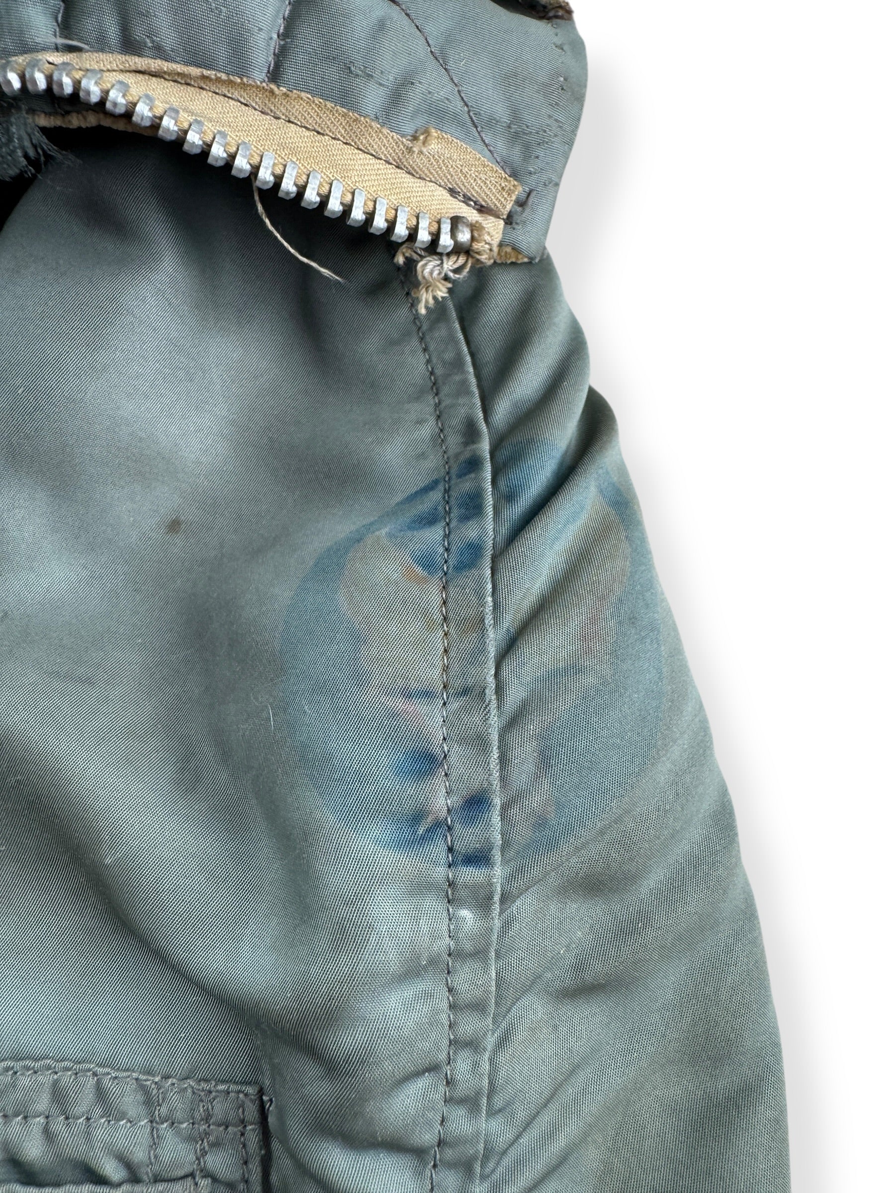 Stencil on Vintage Thrashed N-3B Snorkel Parka SZ L AS IS