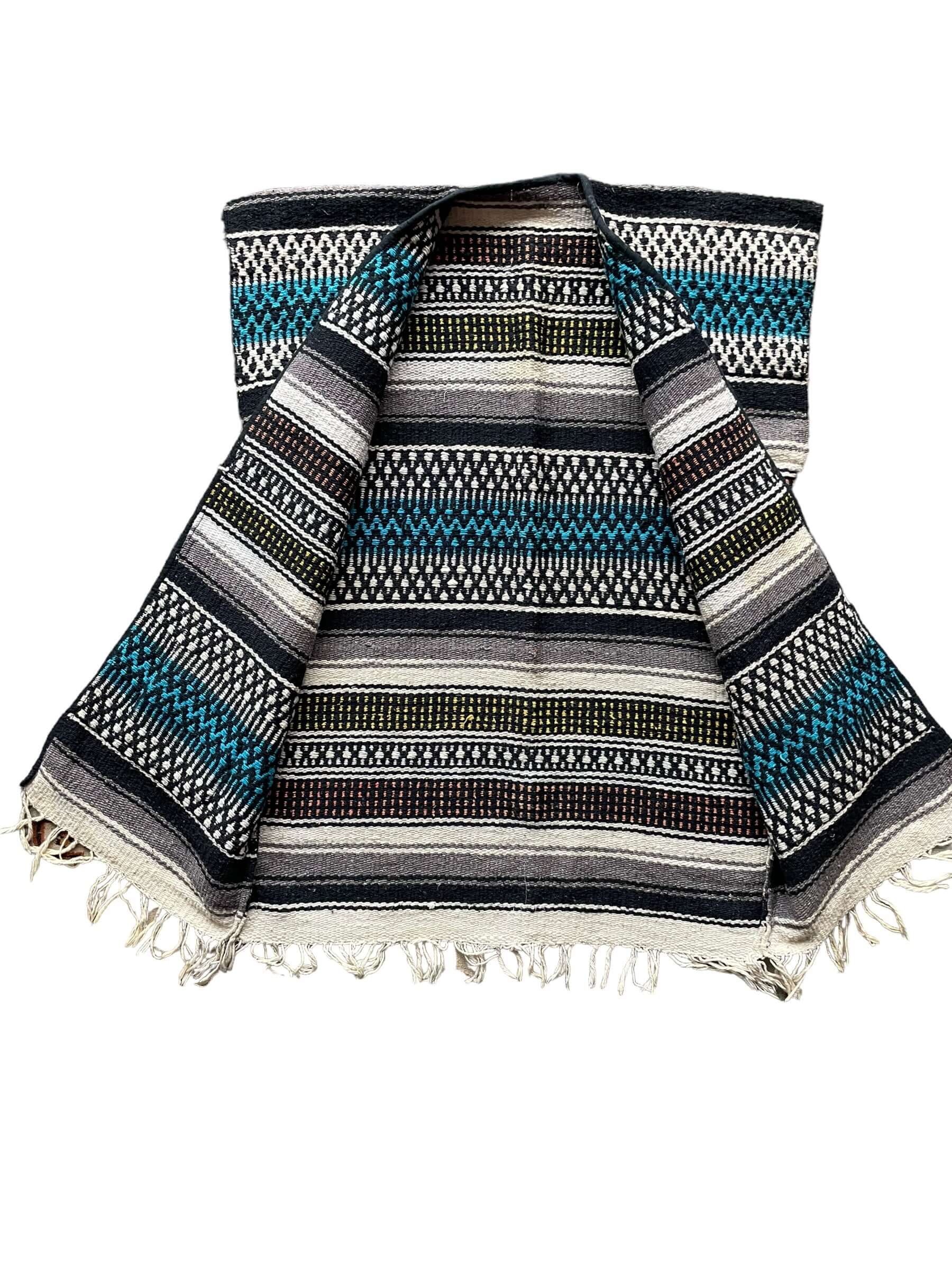 Front open view of Vintage 1960s Mexican Blanket Souvenir Vest | Vintage Ladies Clothing | Barn Owl True Vintage