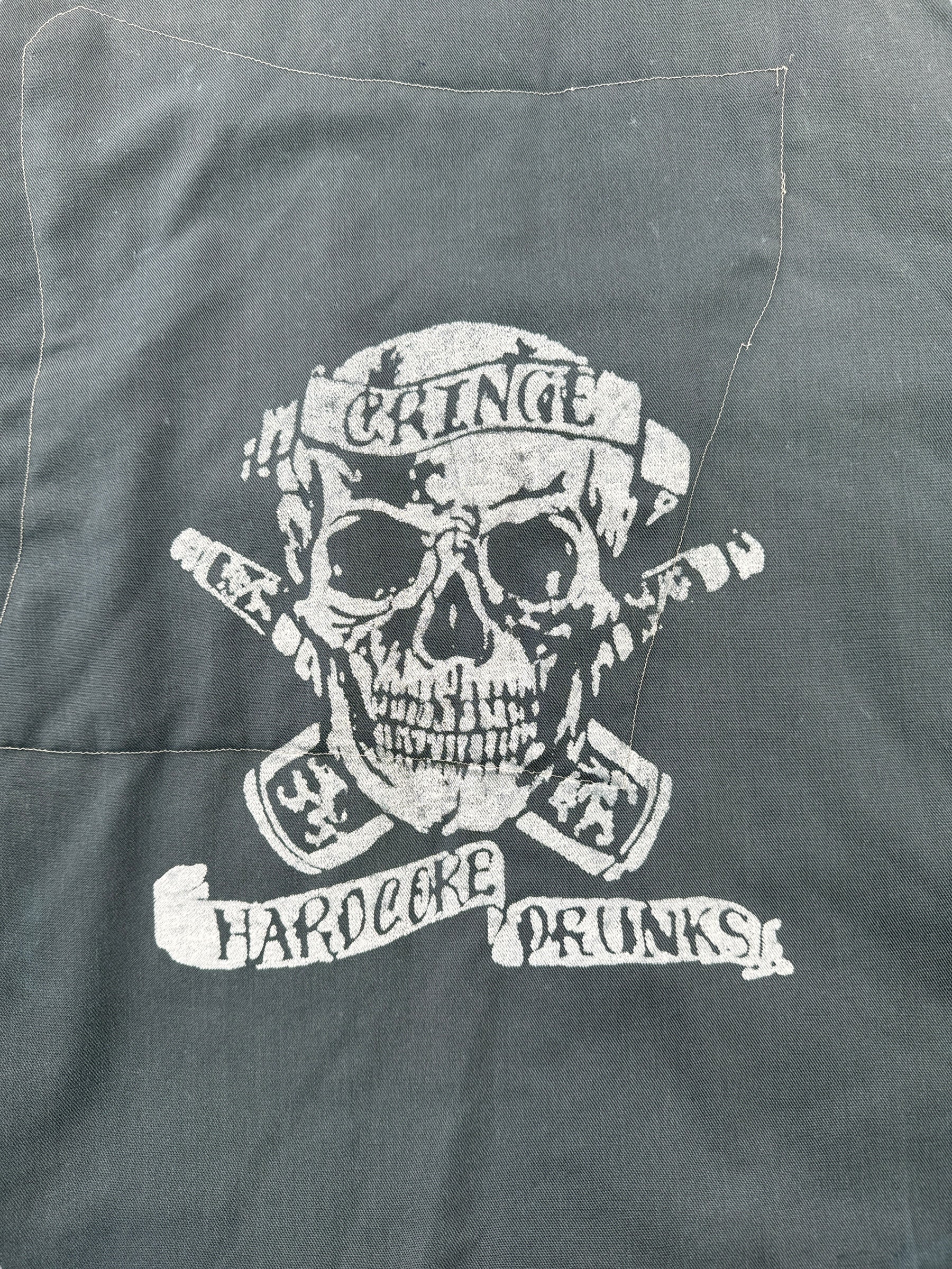 Back Graphic of Vintage Cringe Hardcore Drunk Gas Station Jacket SZ XL