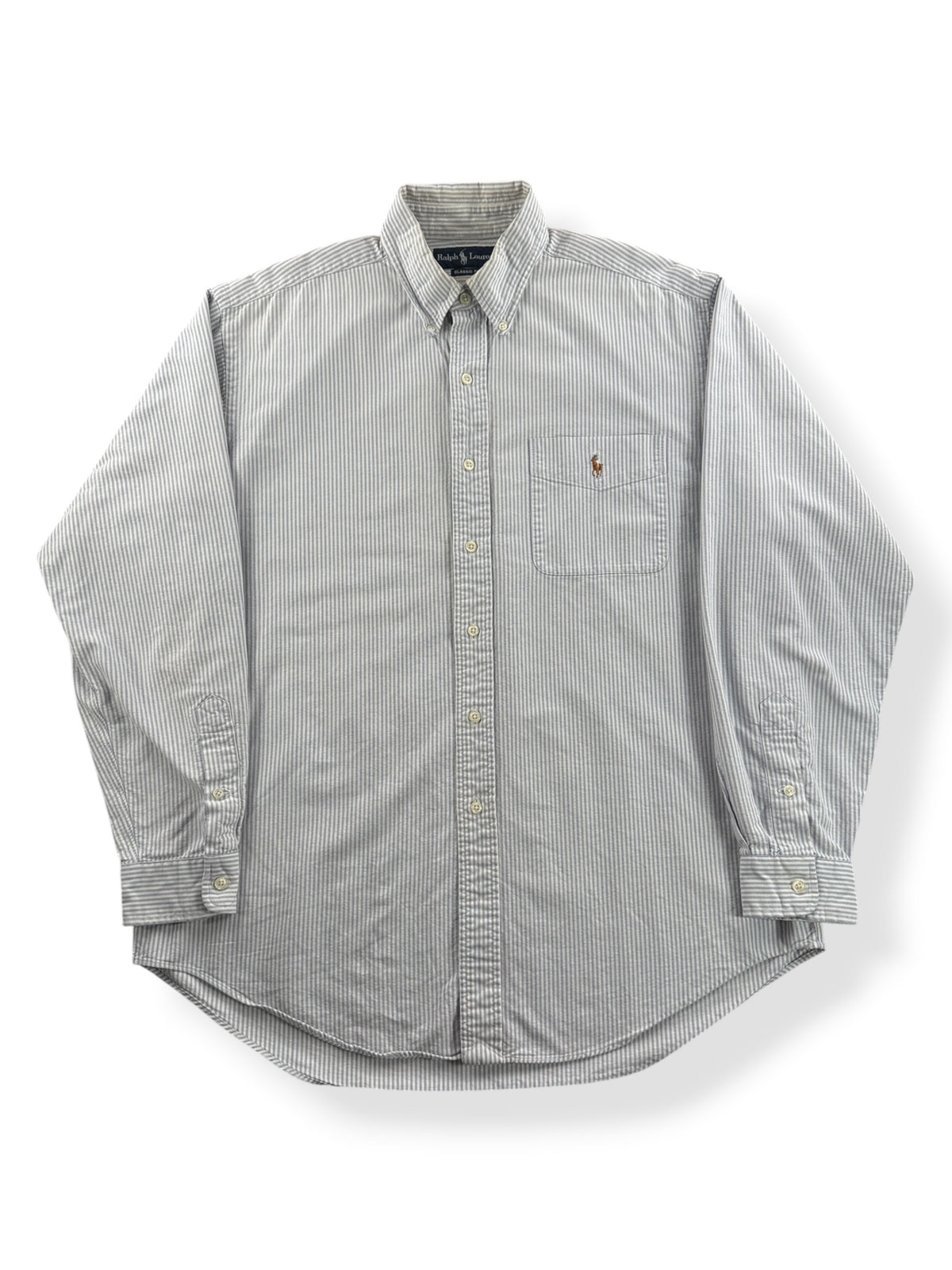 Front of Vintage Ralph Lauren Striped Oxford Shirt SZ L