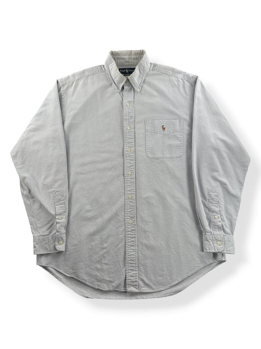 Front of Vintage Ralph Lauren Striped Oxford Shirt SZ L