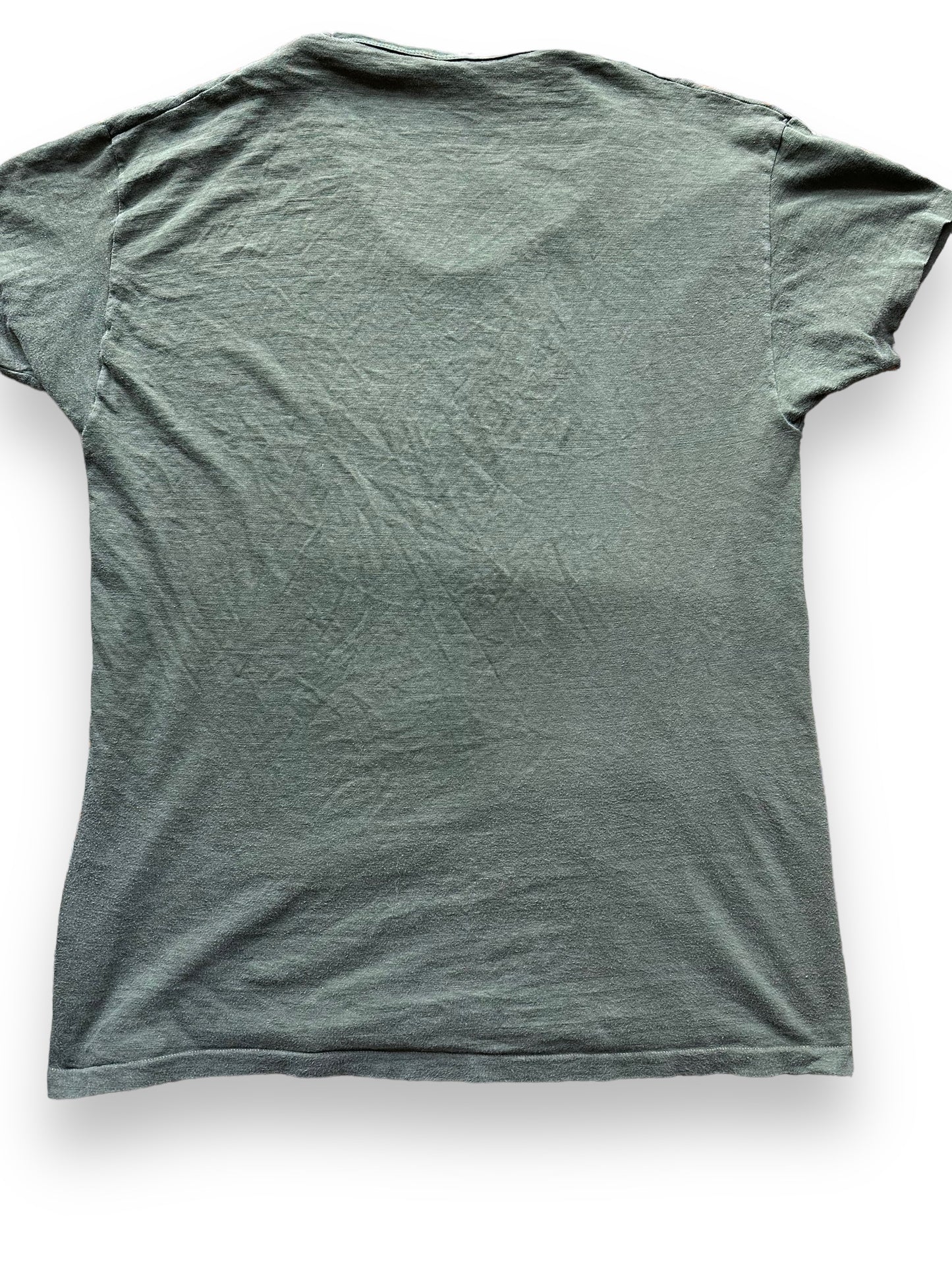 Rear Detail on Vintage Green Hanes Blank Tee SZ XL | Vintage Blank T-Shirts Seattle | Barn Owl Vintage Tees Seattle