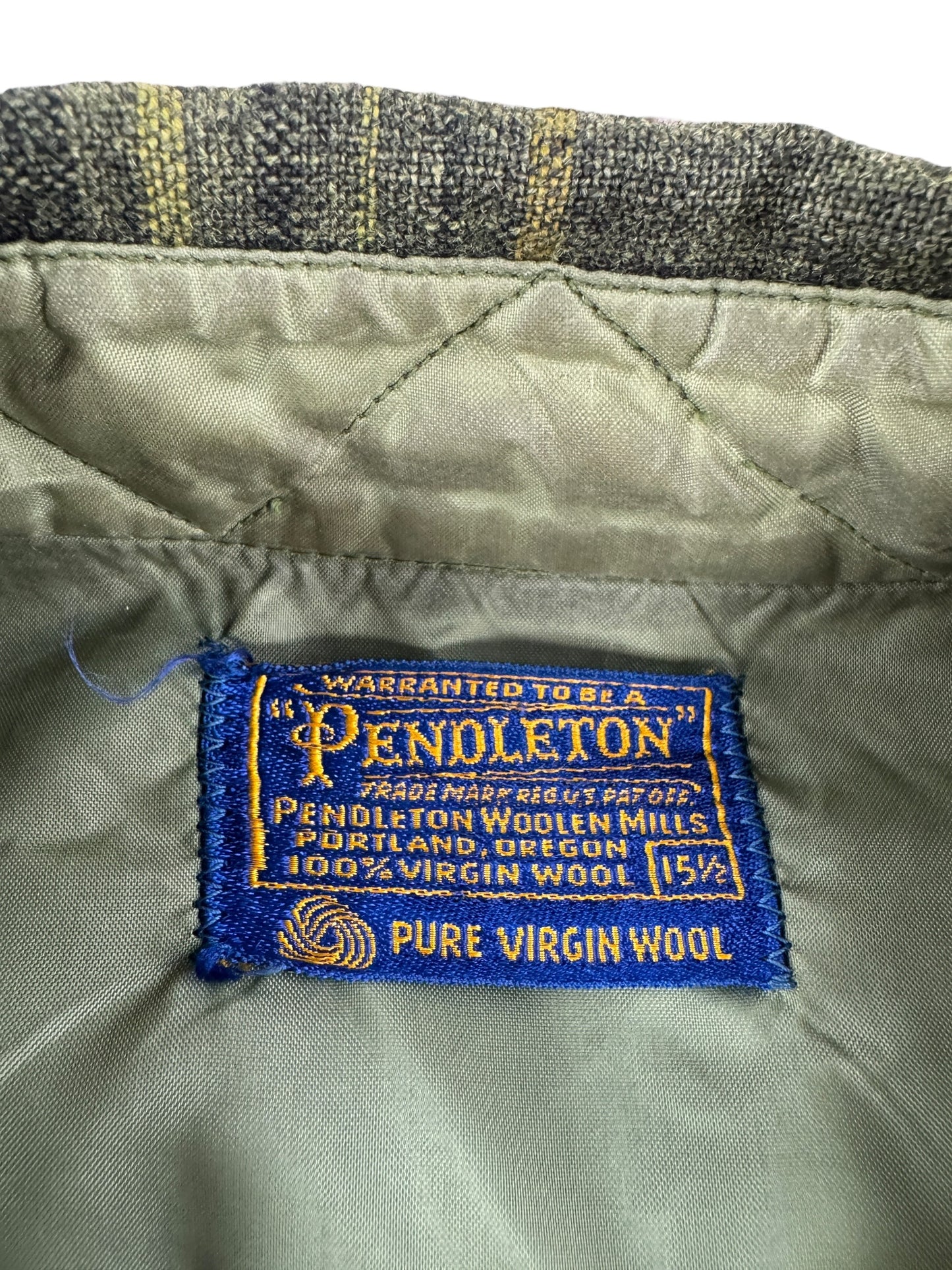 Tag on Vintage Green Toned Pendleton Flannel SZ M