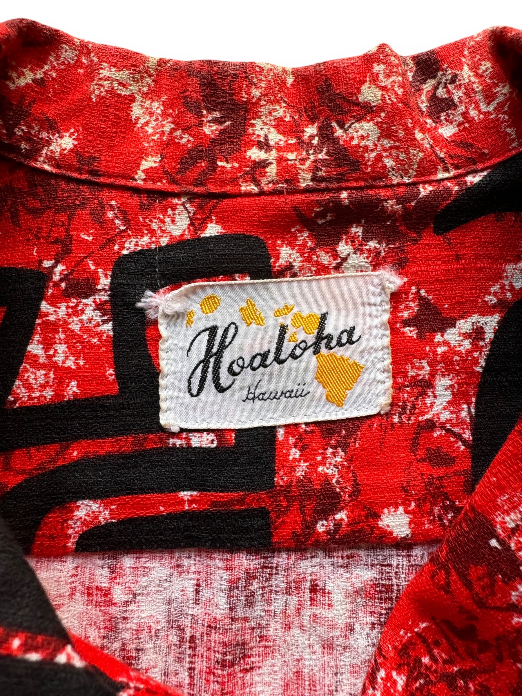 tag on Vintage Hoaloha Barkcloth Aloha Shirt SZ L