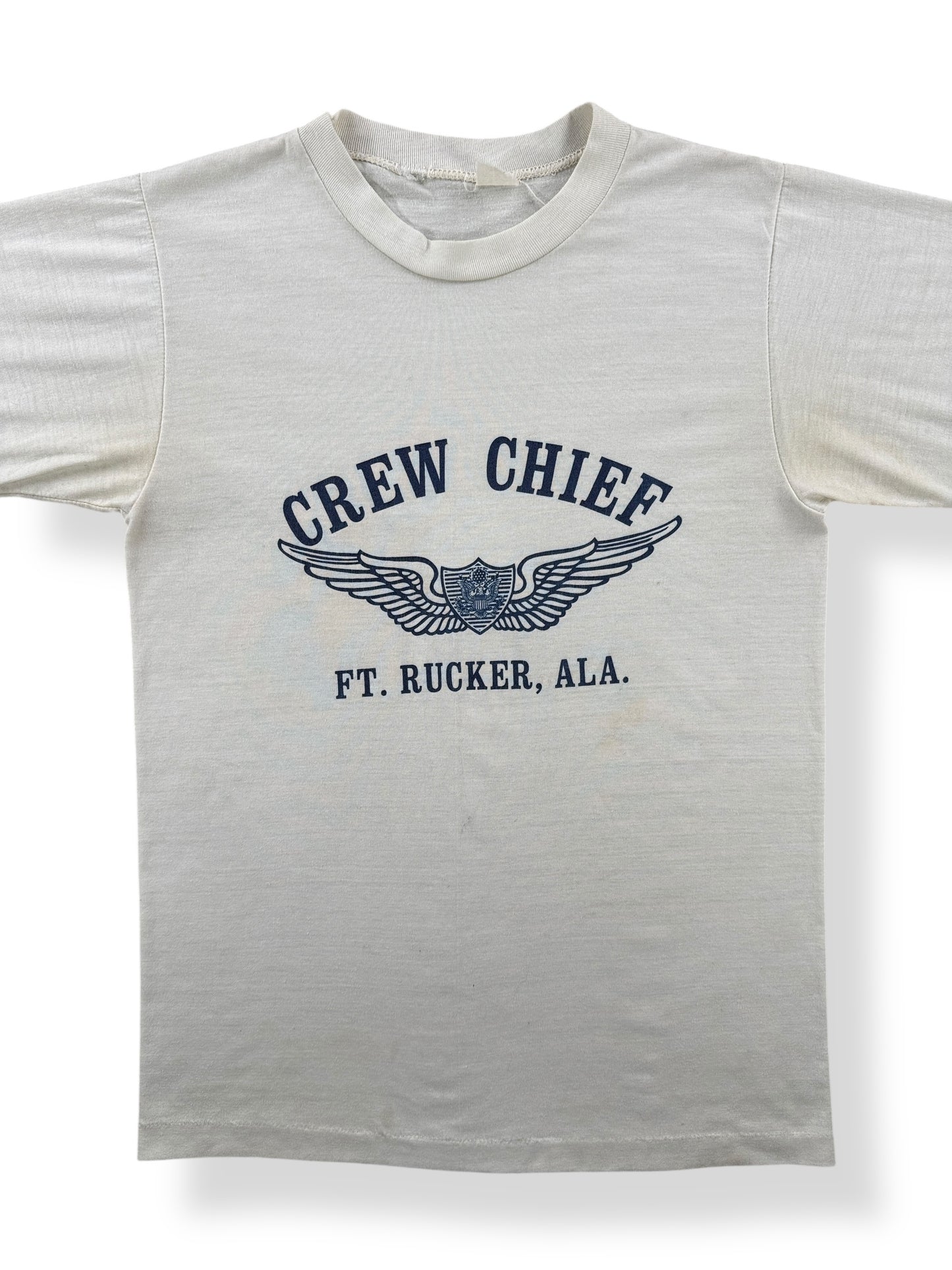 Front Close Up of Vintage Fort Rucker Alaska Crew Chief Tee SZ S