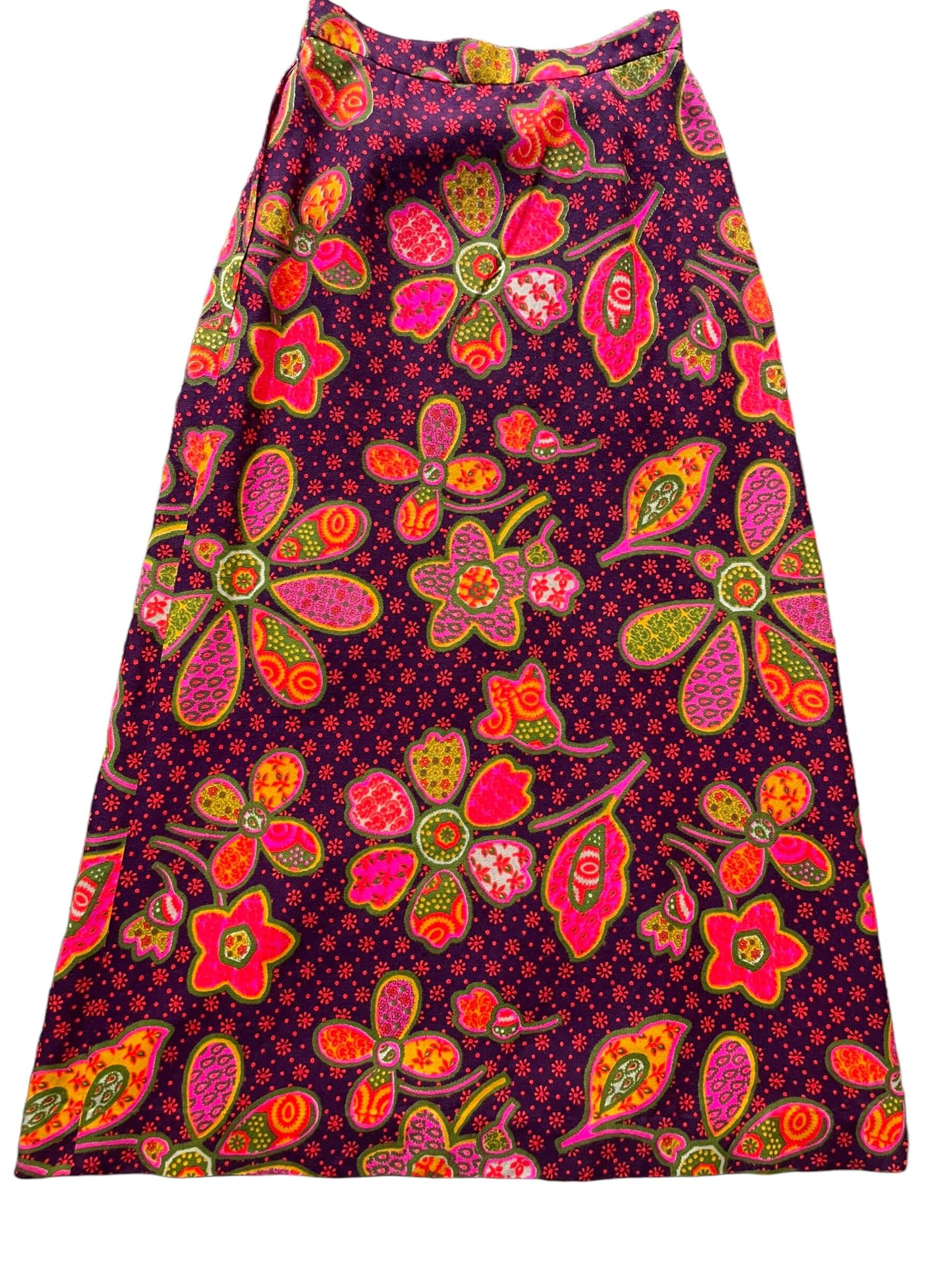 Full back side view of Vintage 1960s Malbe Floral Skirt SZ M | Barn Owl Ladies Clothing | Seattle True Vintage