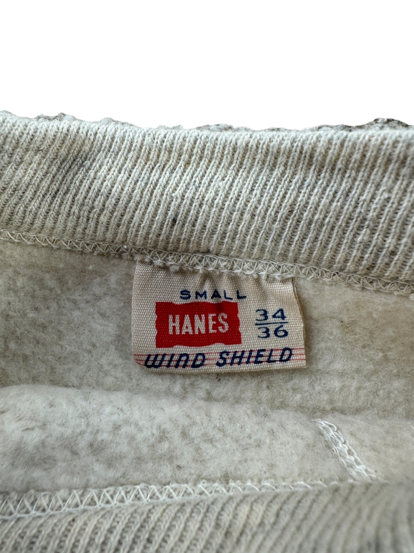 Tag on Vintage Distressed Hanes Wind Shield Single V Sweatshirt SZ S