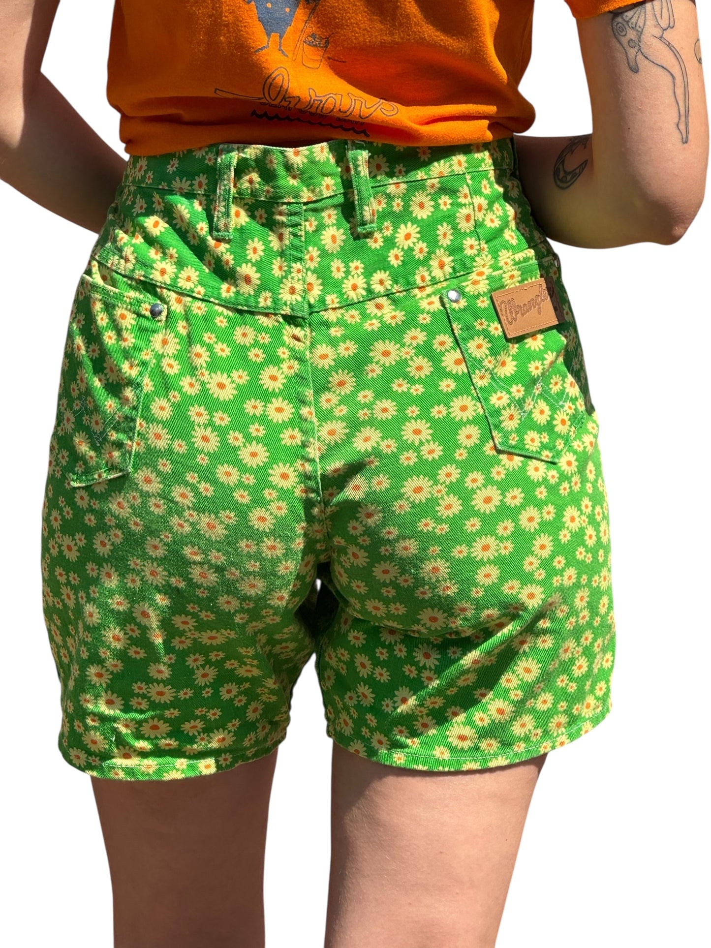 Vintage Miss Wrangler Green Floral Shorties W33