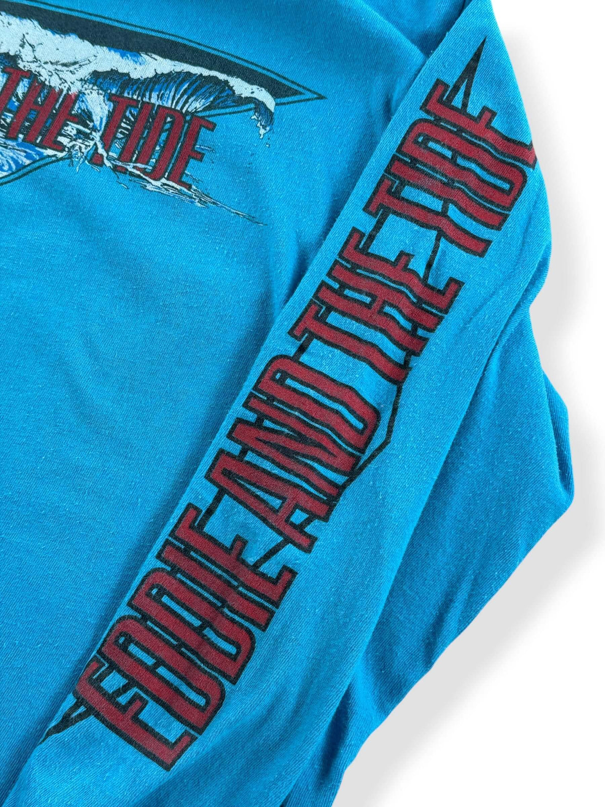 Sleeve graphic on Vintage 80s Eddie and The Tide Band LS Tee SZ S