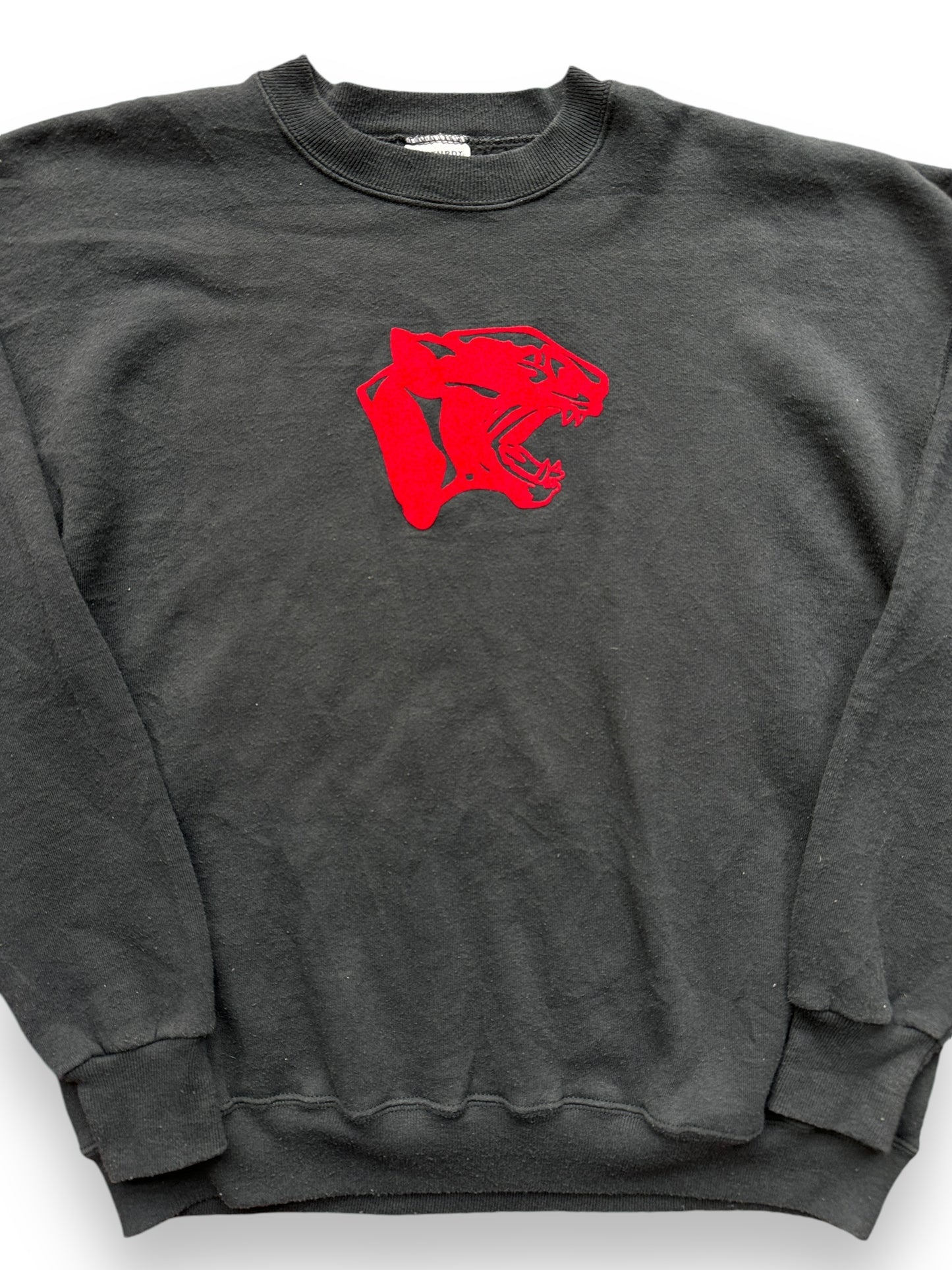 front close up of Vintage Big Cat Felt Print Crewneck SZ XL