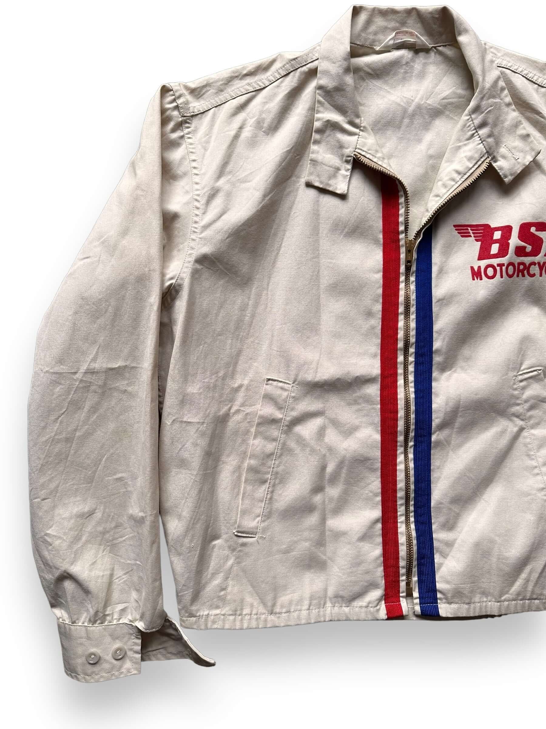 Front Right View of Vintage BSA Motorcycles Champion Racing Jacket SZ M