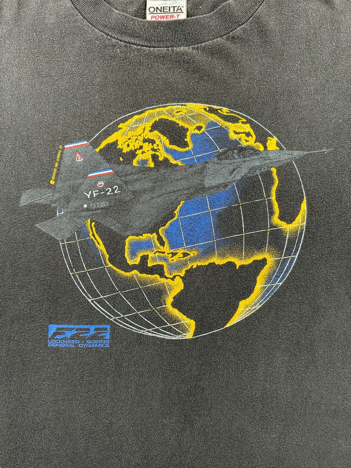 Graphic of Vintage Fighter Jet Tee SZ XL