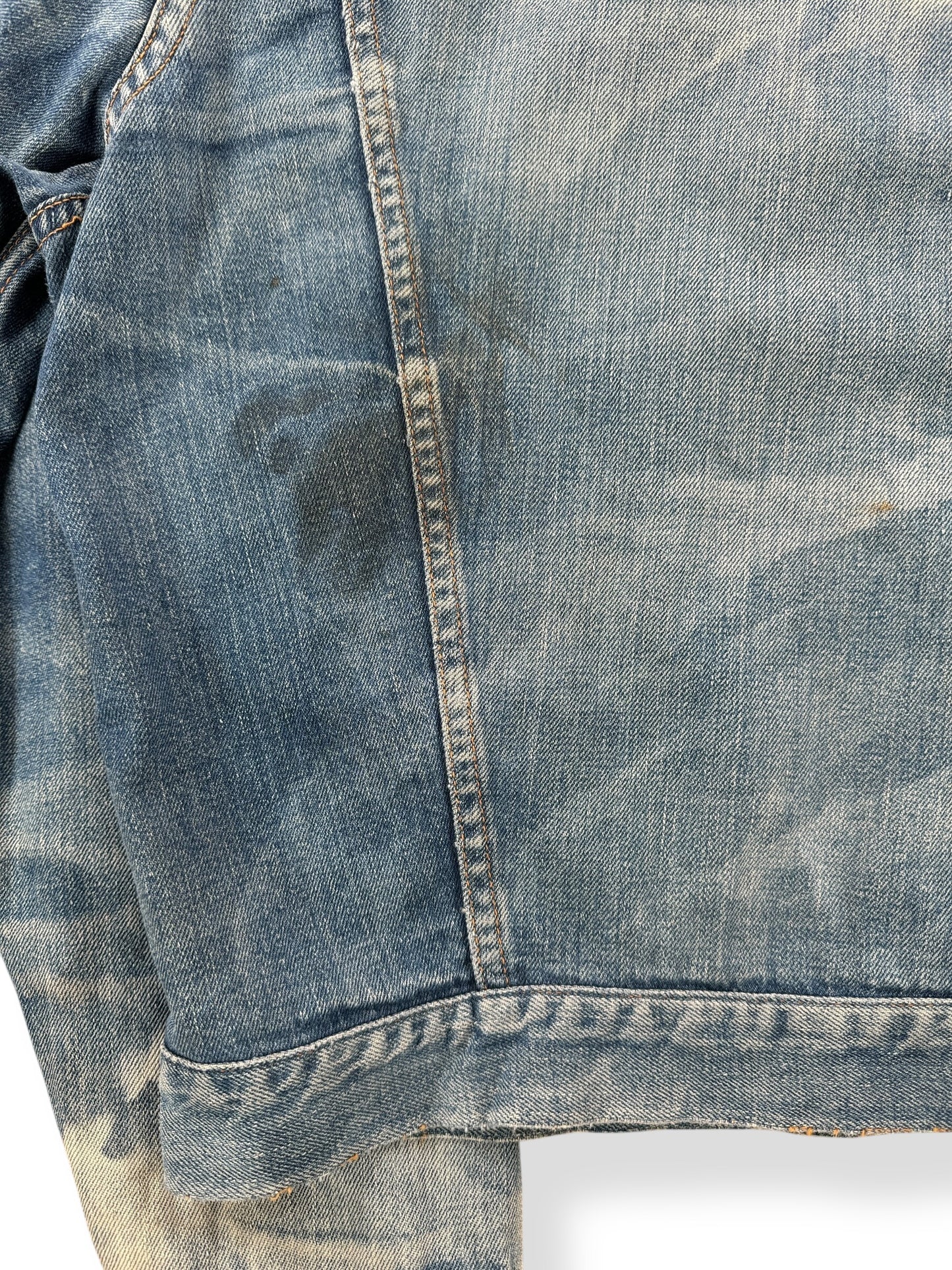 Wear on Vintage Montgomery Ward Pleated Denim Jacket SZ L