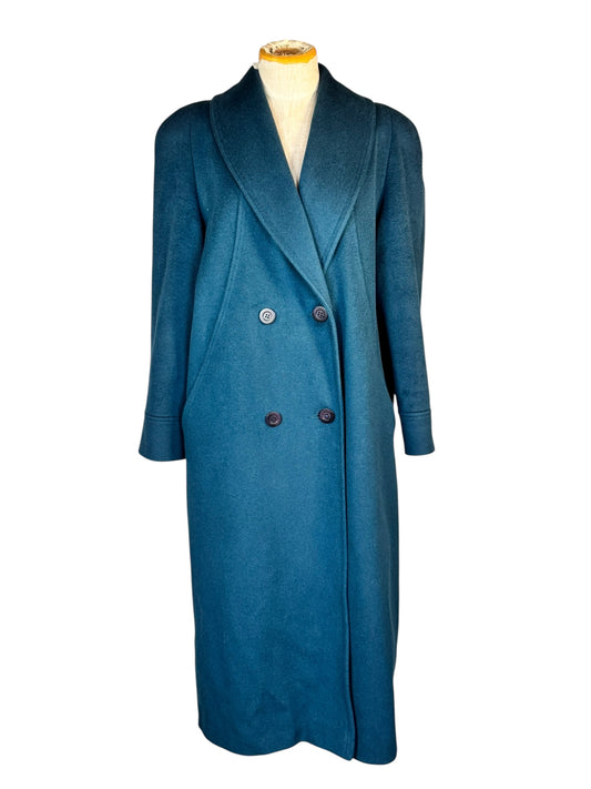 Front of 80s Does 40s Blue Wool Coat L-XL