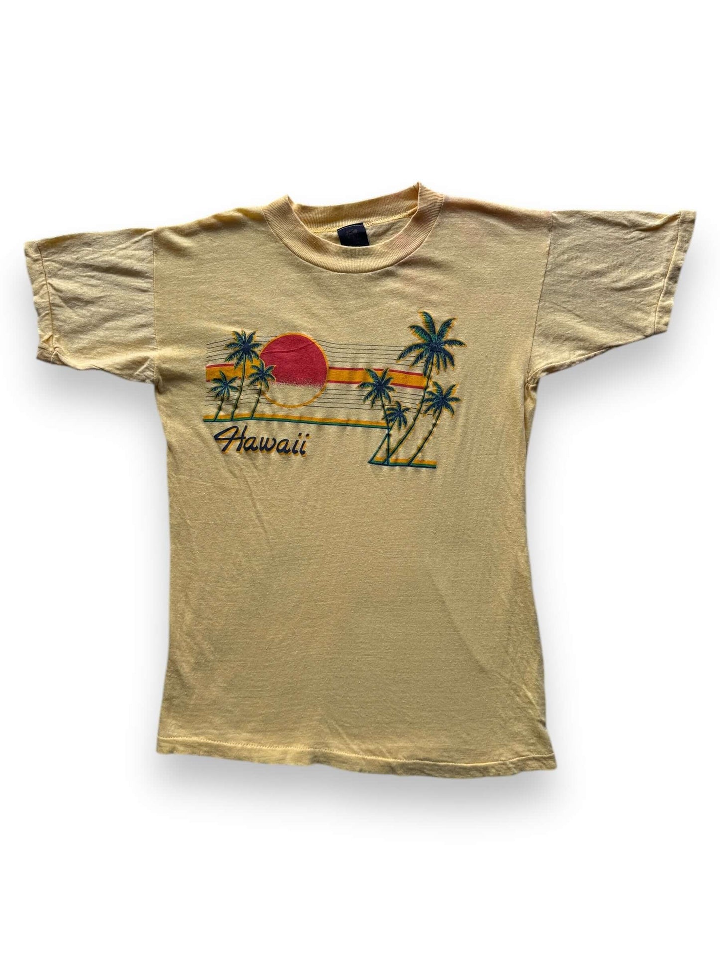 front of Vintage Yellow Hawaii Tee SZ M