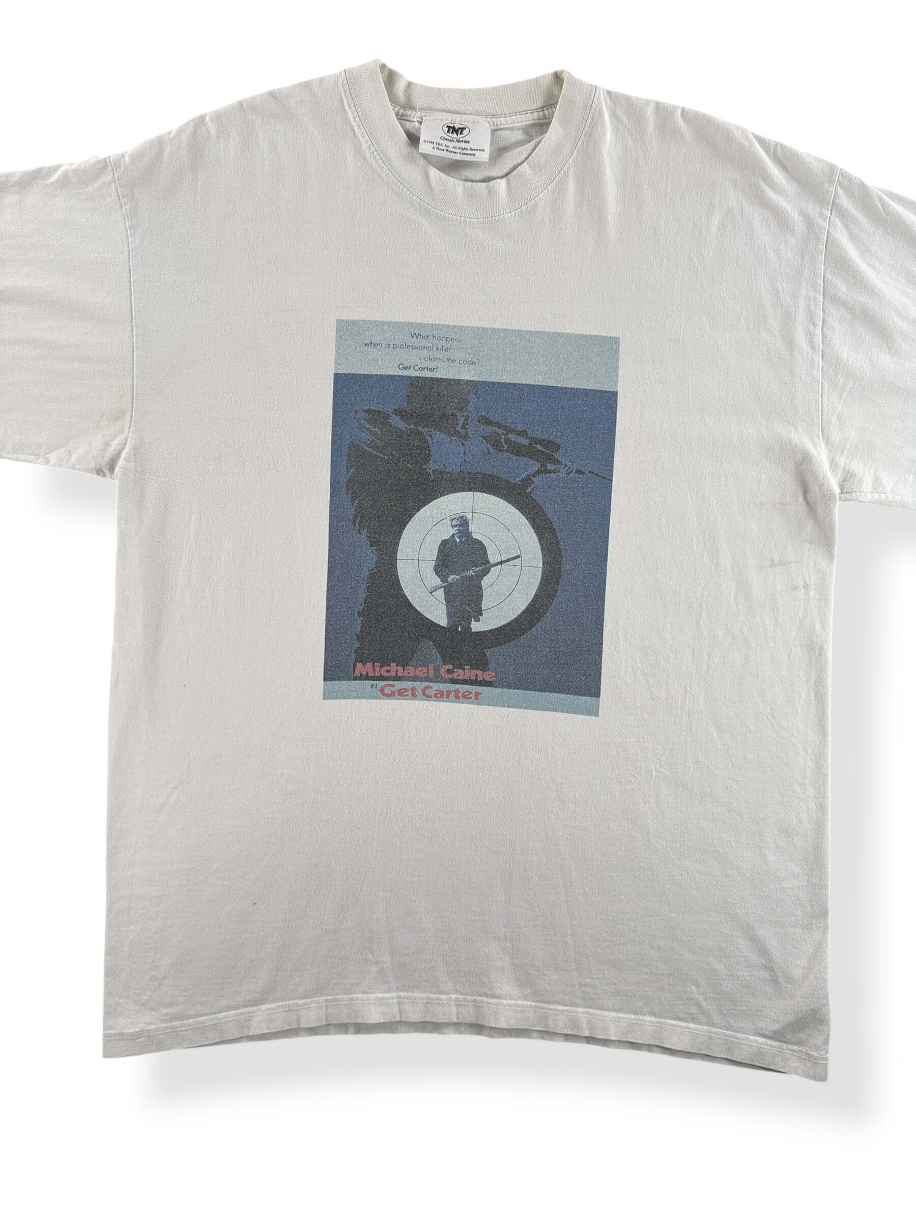 Front Close Up of Vintage Get Carter Micheal Cane Tee SZ L