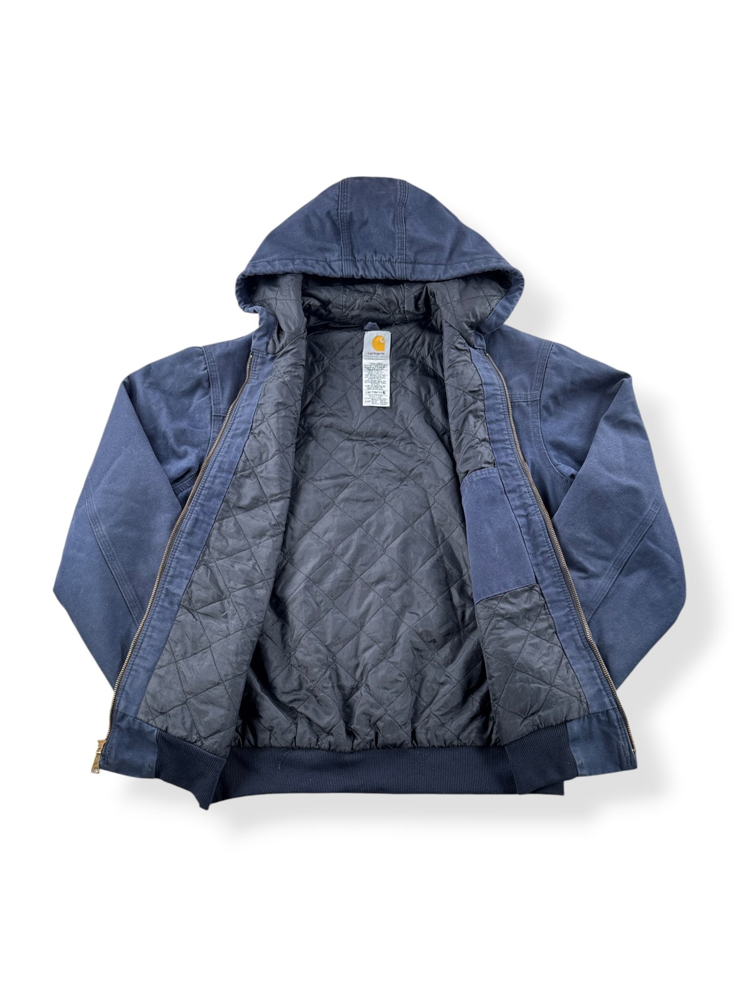 Inside of Carhartt Navy Blue Hooded Jacket SZ M